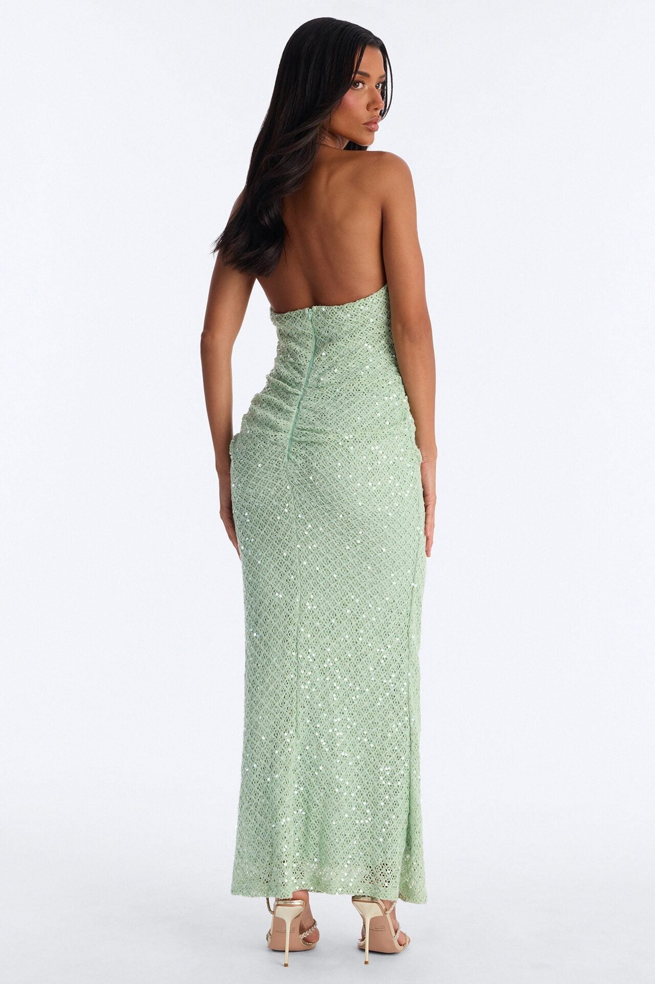 Gleam And Glow Sequin Crochet Maxi Dress - Sage image 4