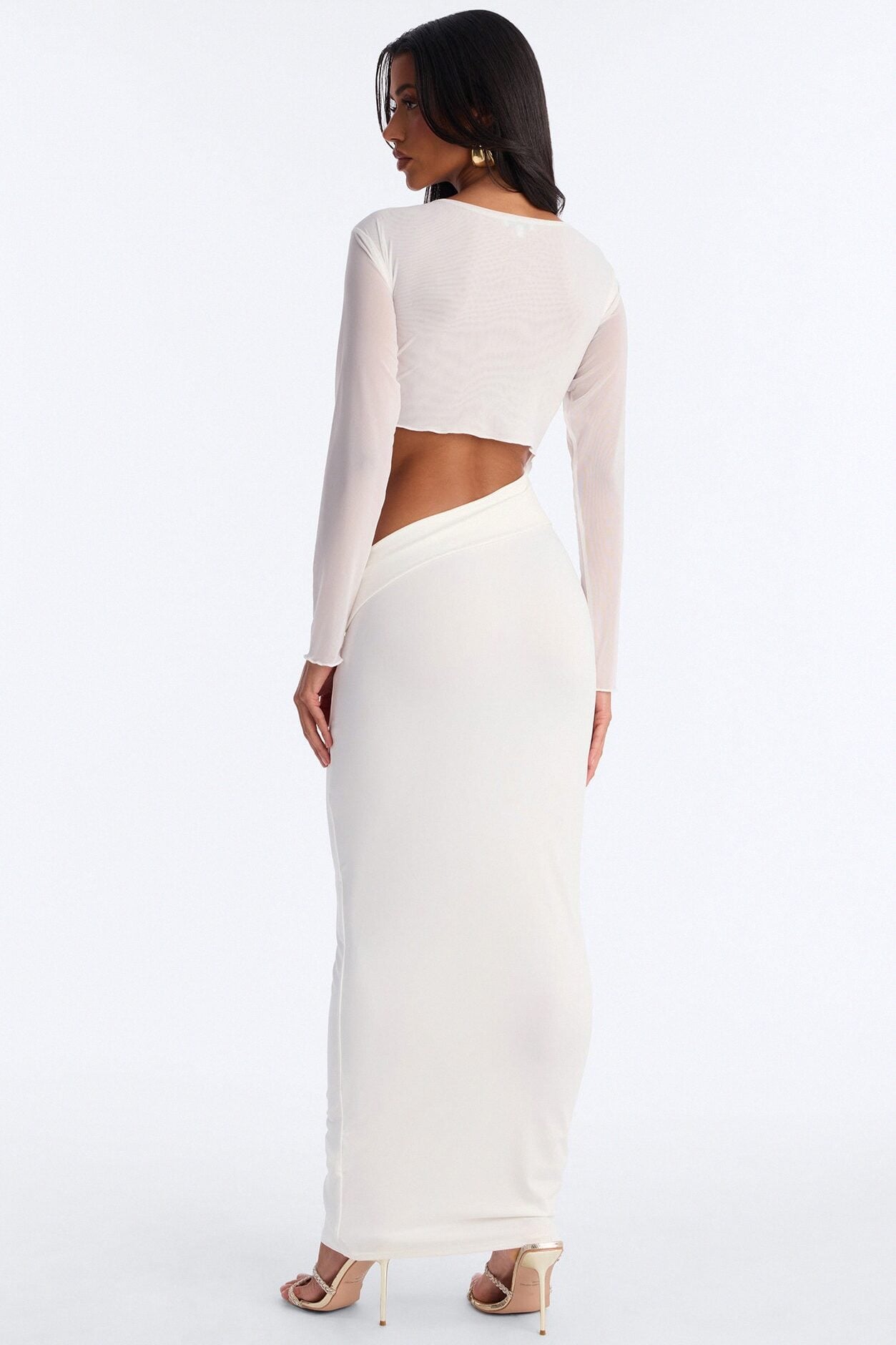 Body Language Mesh Maxi Dress - White image 4