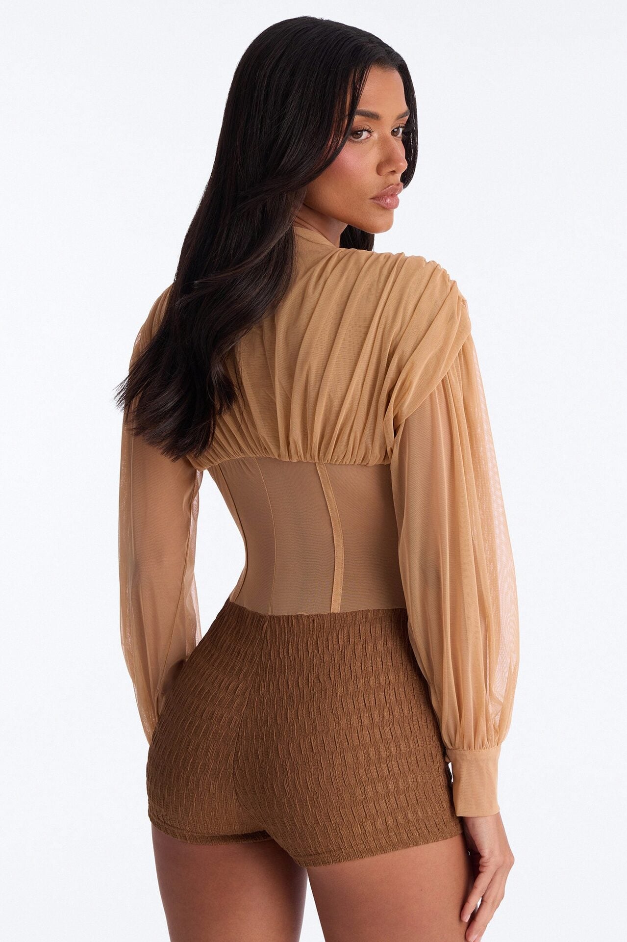 Flirt Factor Mesh Rompers - Brown image 4