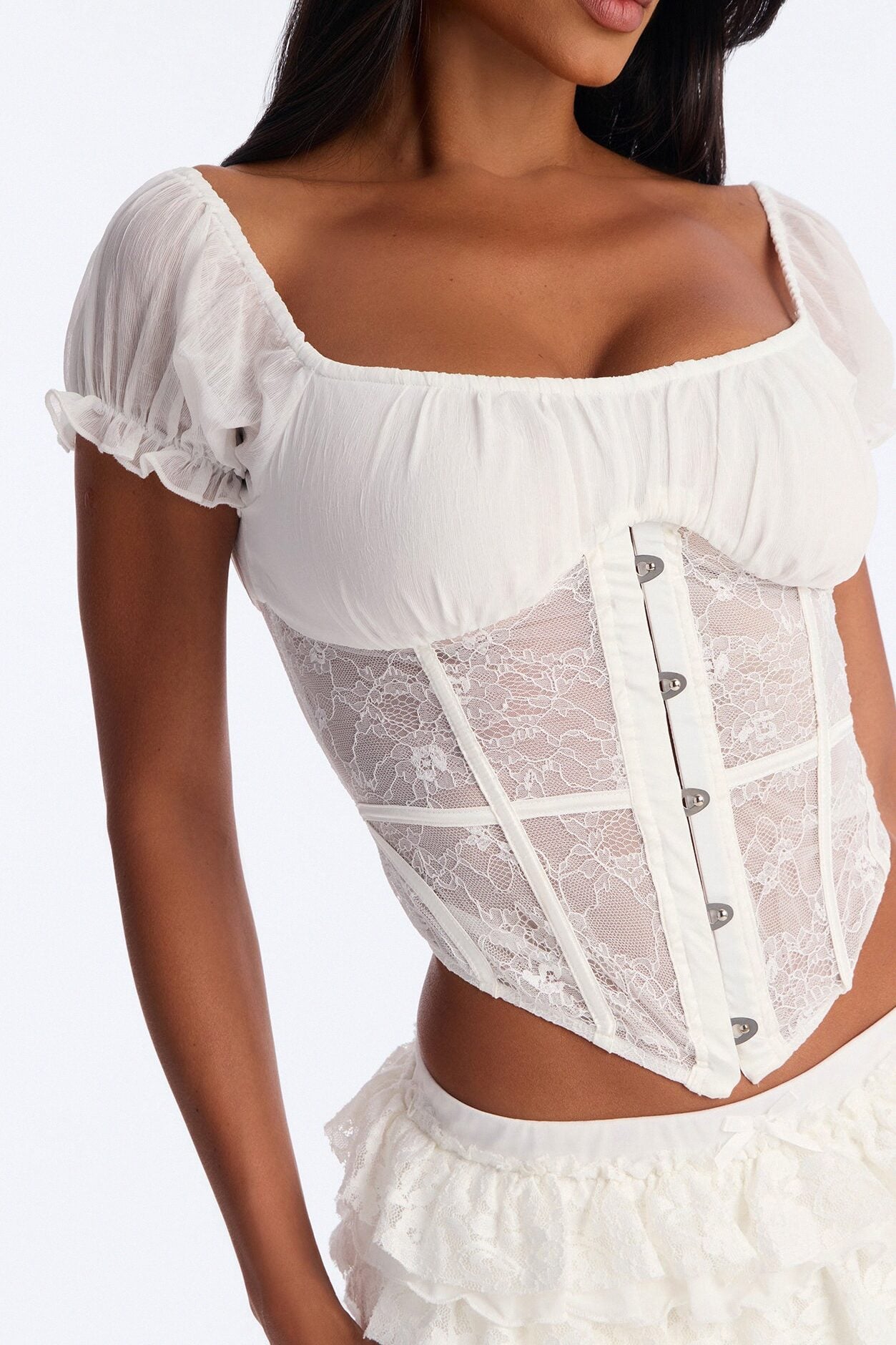 Love Me Slowly Lace Up Corset - White image 3