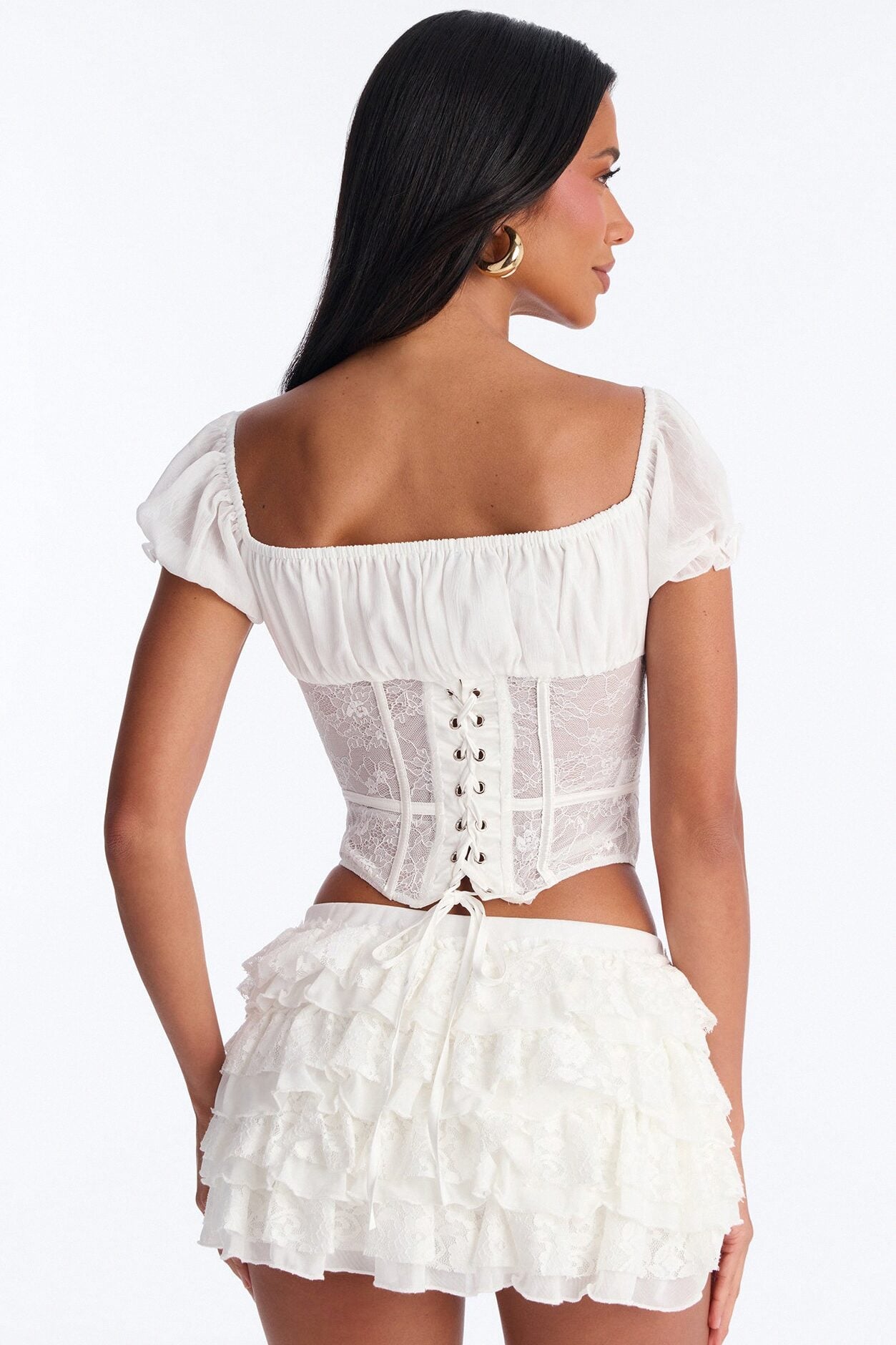 Love Me Slowly Lace Up Corset - White image 4