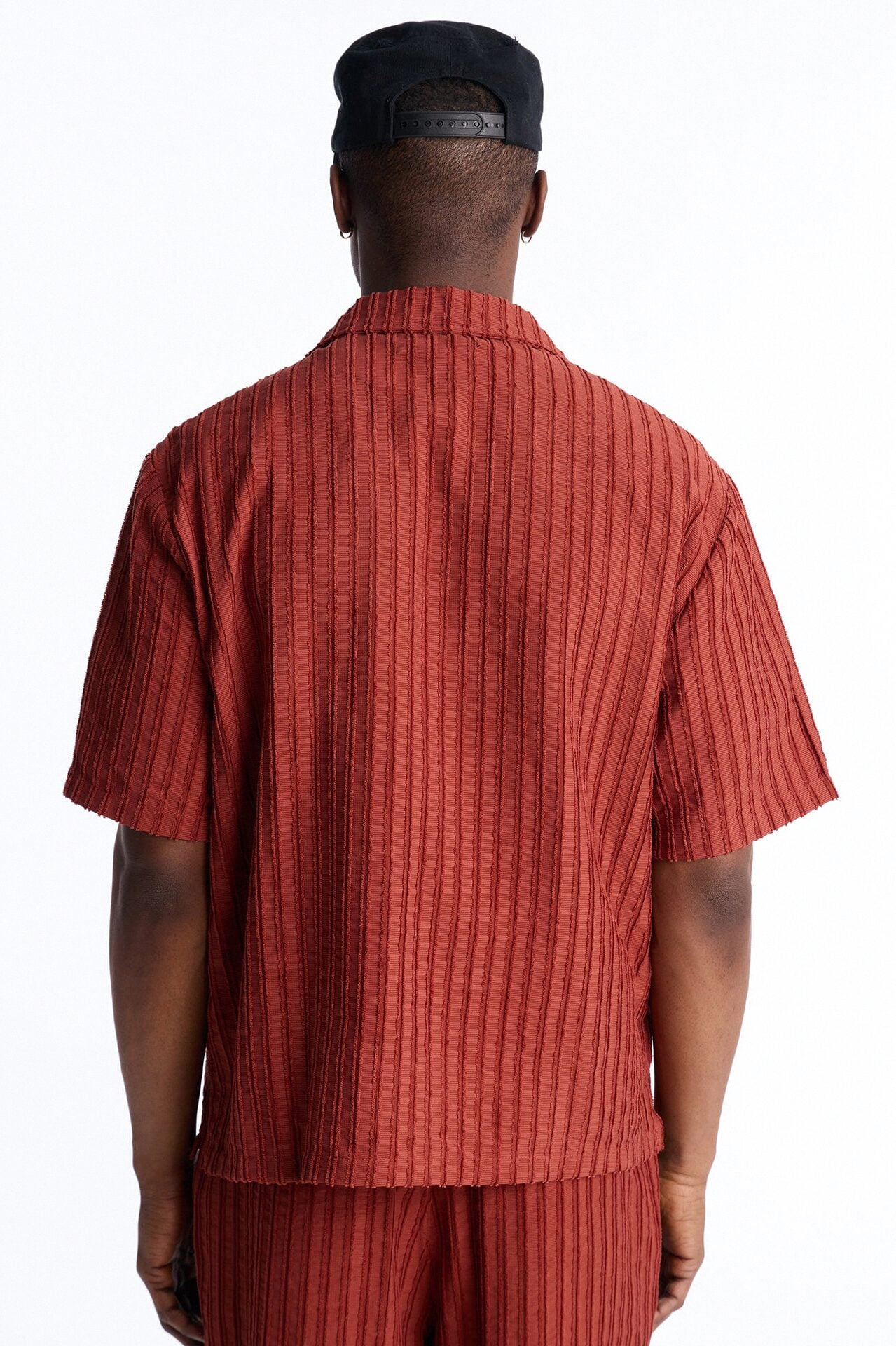 Relaxed Aegean Pleat Cuban Collar Button Up - Rust image 5