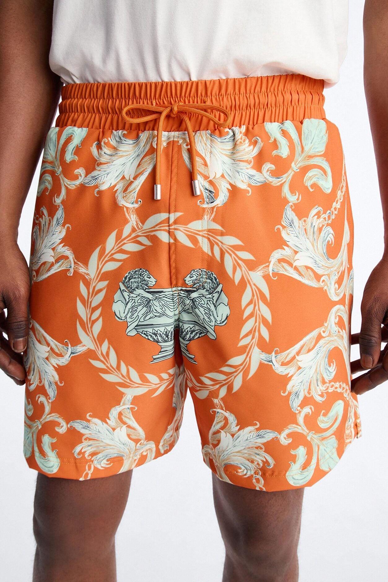 Interlinked Chain Baroque Swim Trunk 7″ - Orange image 3
