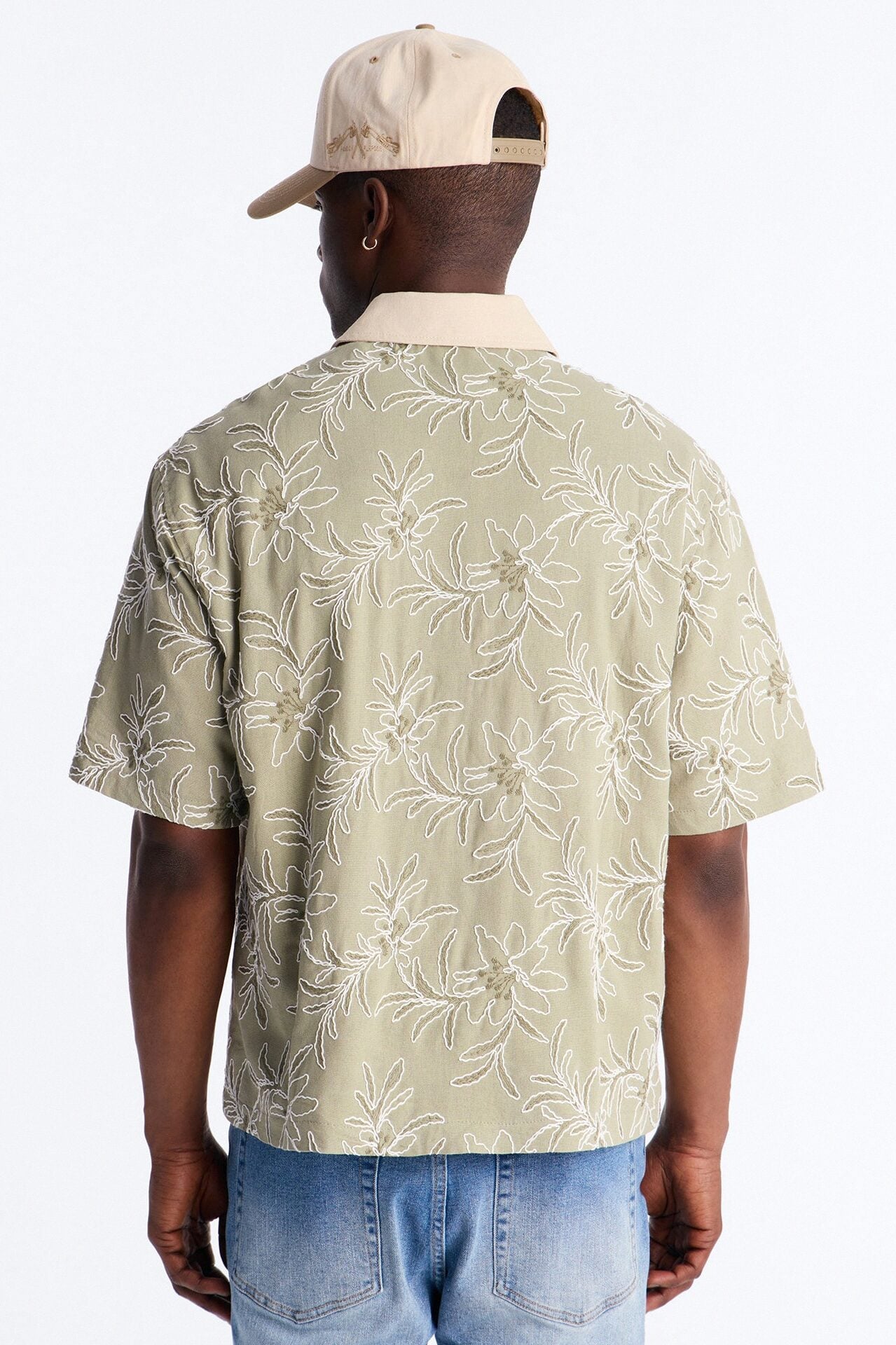 Relaxed Island Riot Embroidered Zip Shirt - Olive image 4