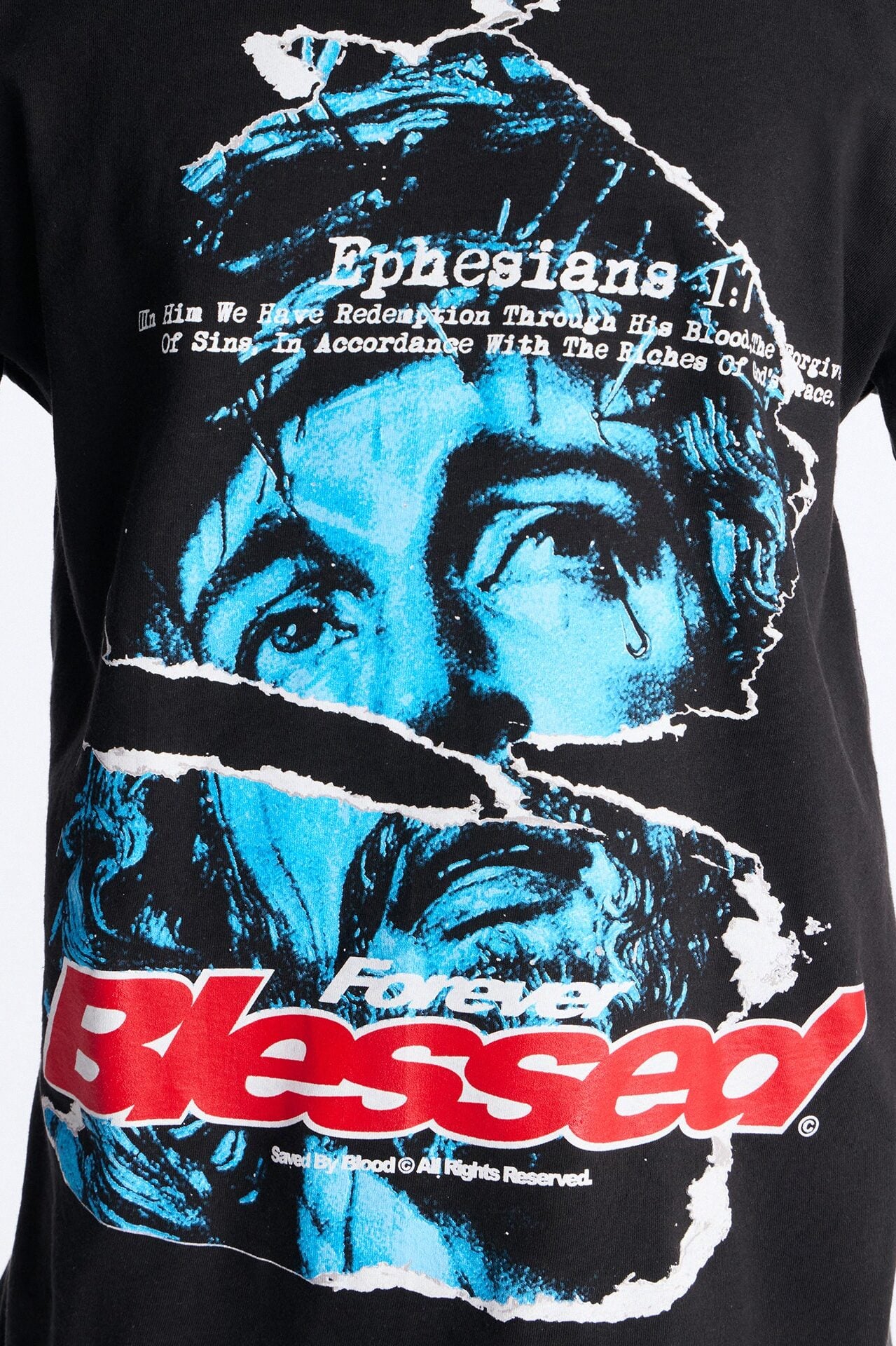 Never Stressed Forever Blessed Oversized Short Sleeve Tee - Black image 3