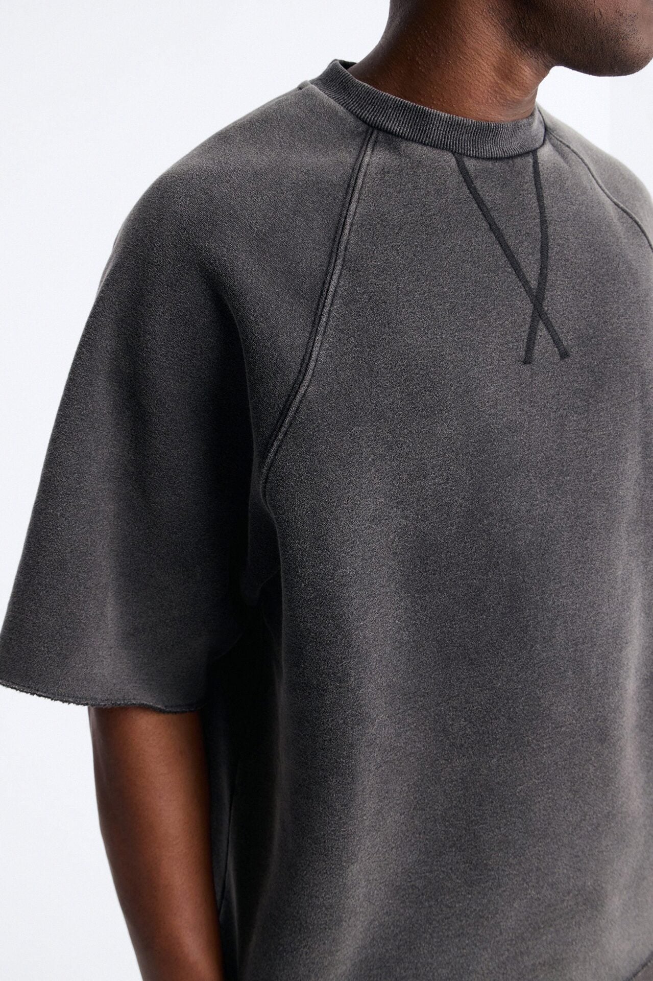Washed Raw Edge Oversized Tee - Black Wash image 3
