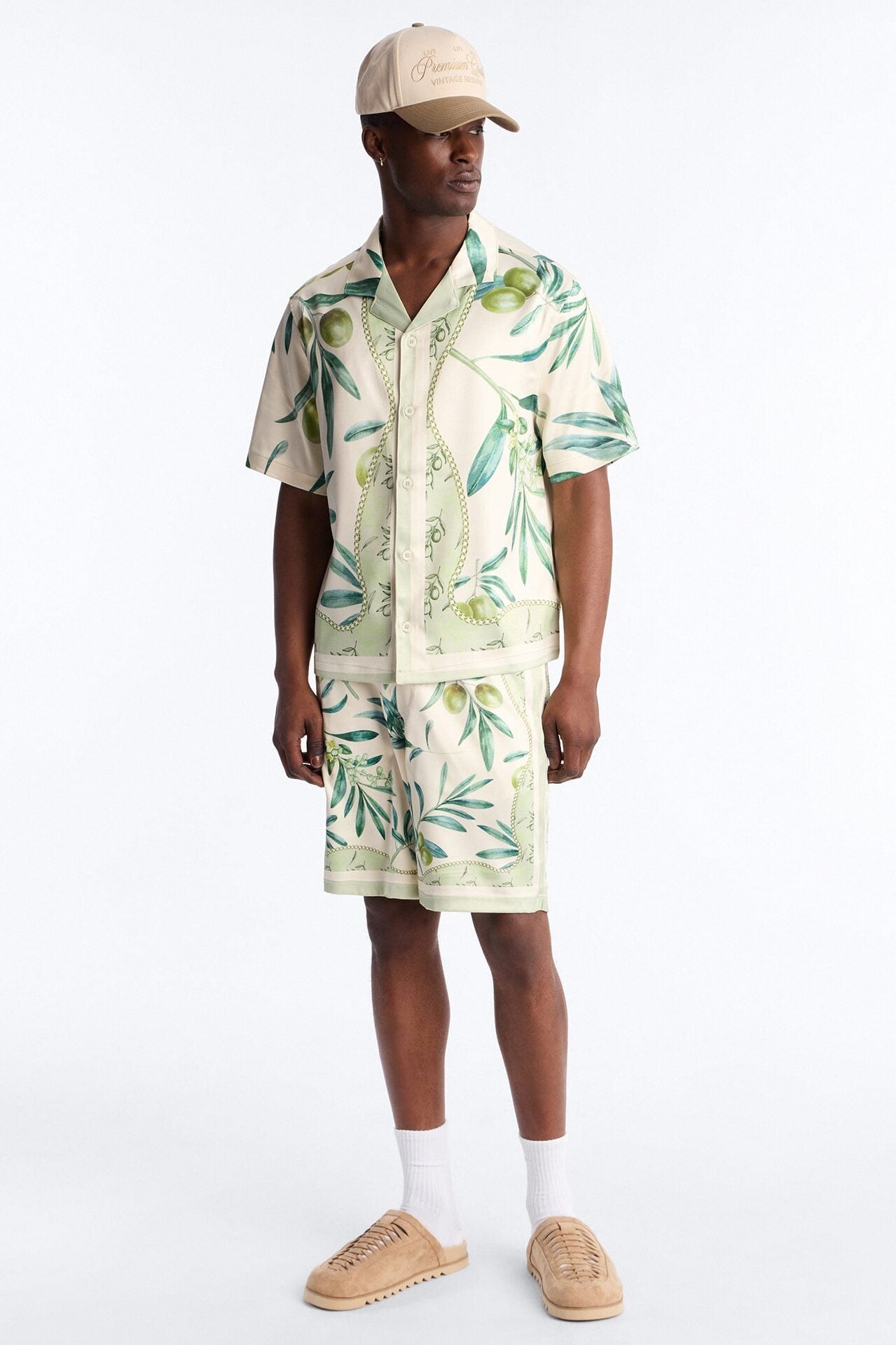 Relaxed Mediterranean Orchard Cuban Button Up Shirt - Green image 2