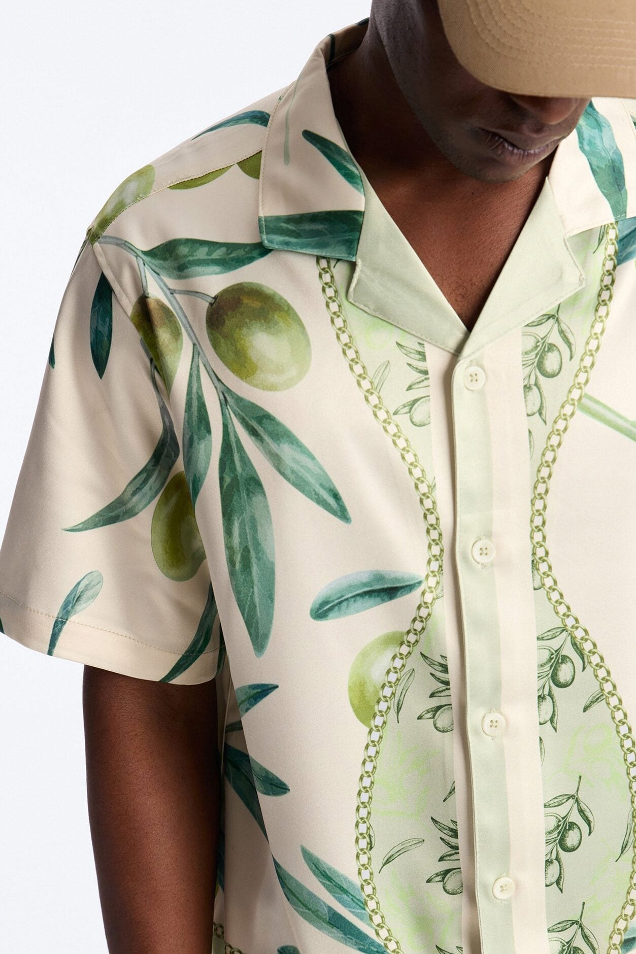 Relaxed Mediterranean Orchard Cuban Button Up Shirt - Green image 3