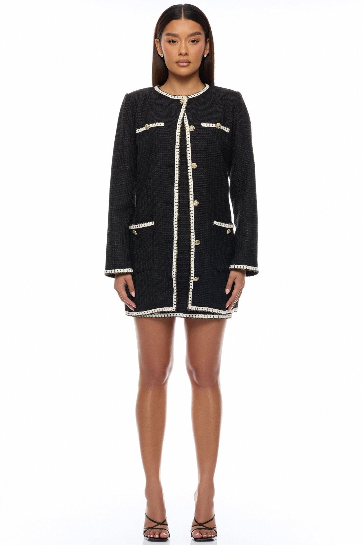Juliette Tweed 2 Piece Mini Dress Set - Black image 2