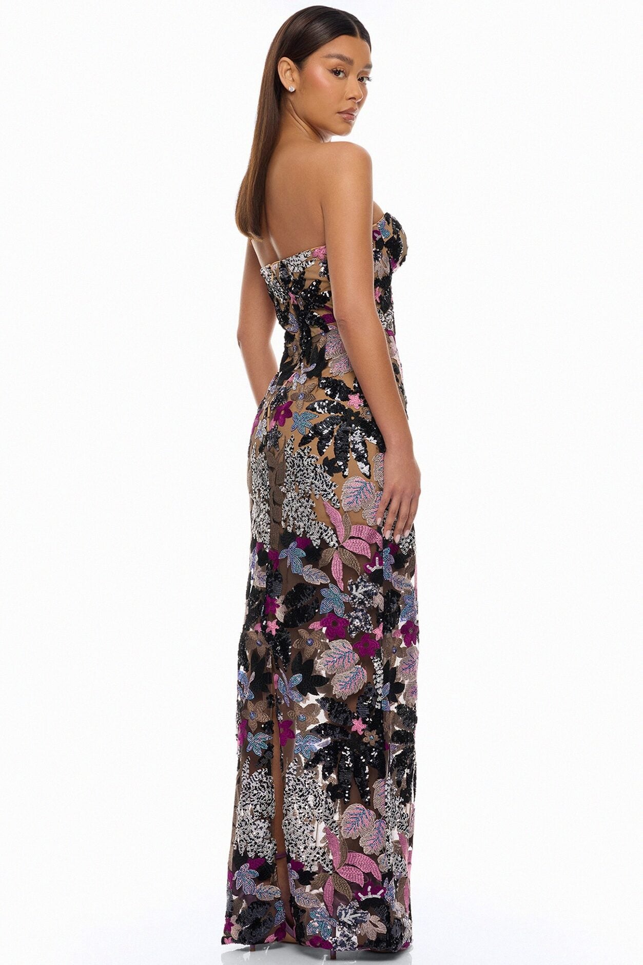 Kaylah Floral Embroidered Maxi Dress - Purple/combo image 4