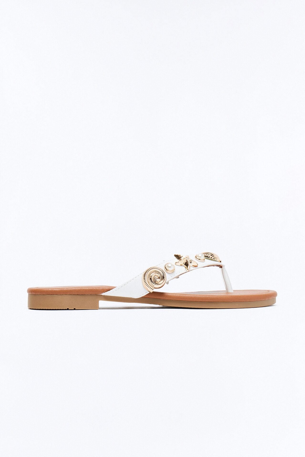 Nadia Sea Shell Flip Flops - White image 2