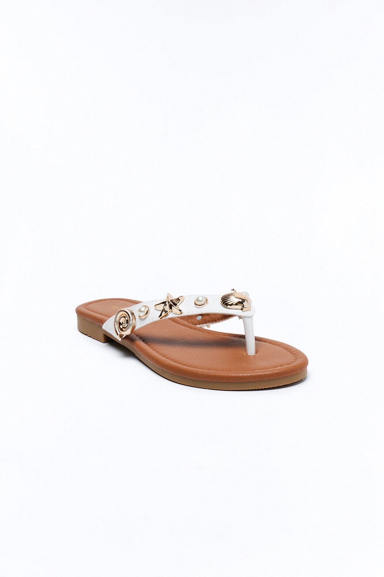 Nadia Sea Shell Flip Flops - White image 3
