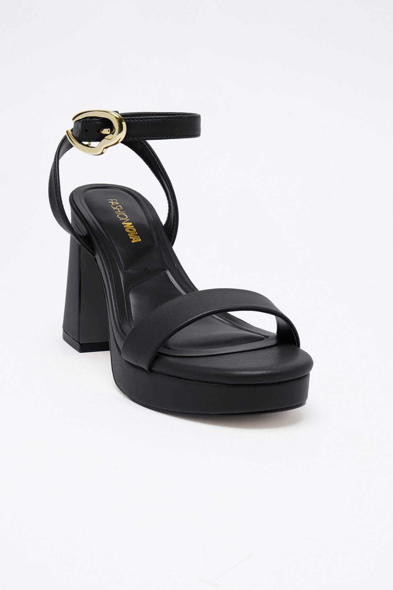 Barba Buckle Ankle Strap Platform Heels - Black image 2