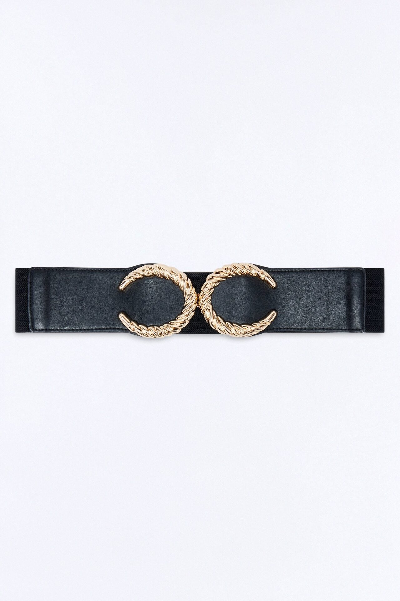 Two Moons Faux Leather Wide Stretch Belt - Black image 5