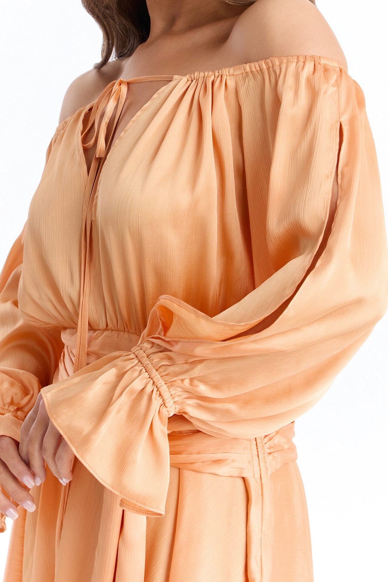 Amy Asymmetrical Metallic Mini Dress - Orange image 3