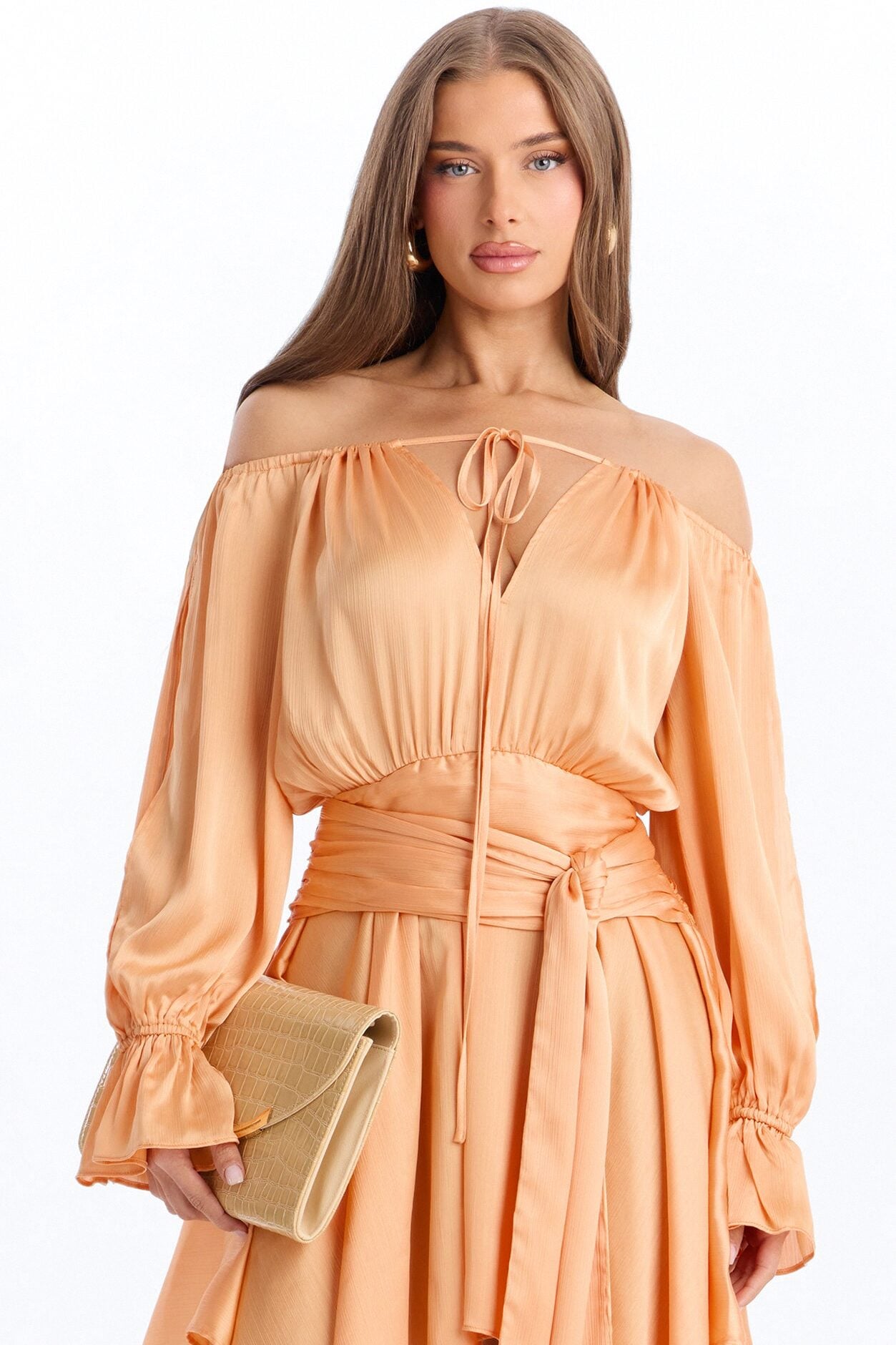 Amy Asymmetrical Metallic Mini Dress - Orange image 2