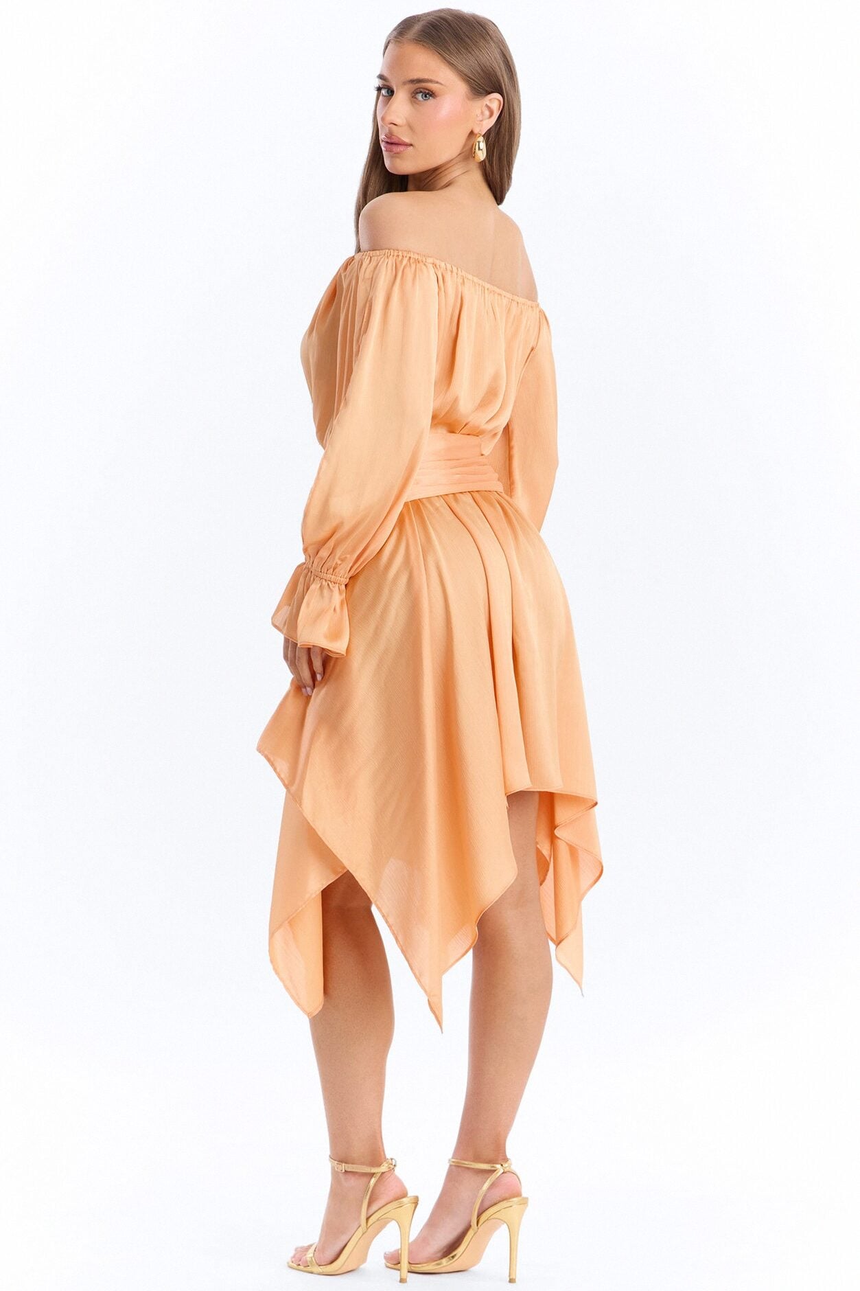 Amy Asymmetrical Metallic Mini Dress - Orange image 4