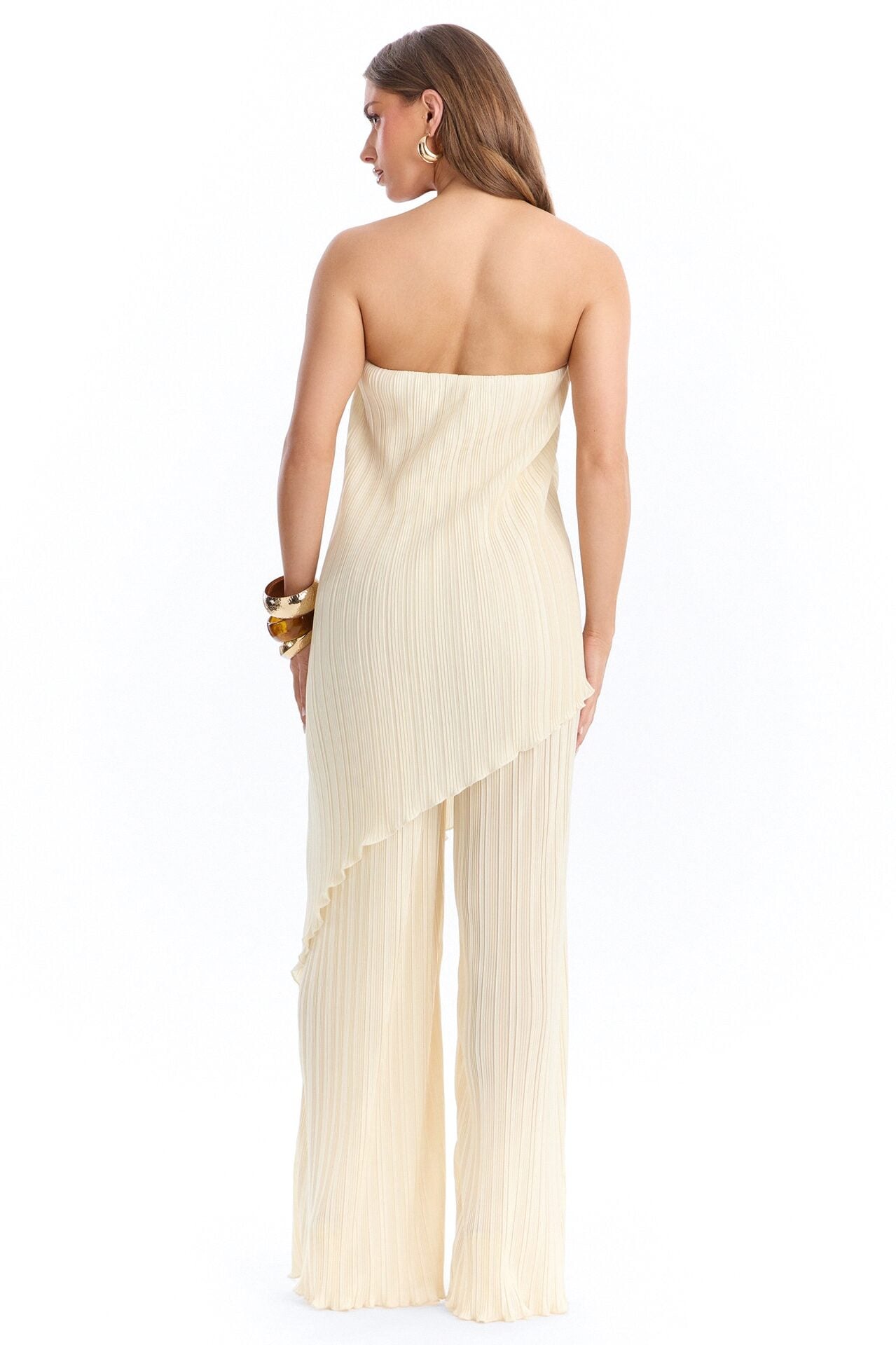 Rian Plisse Draped Jumpsuit - Cream image 3