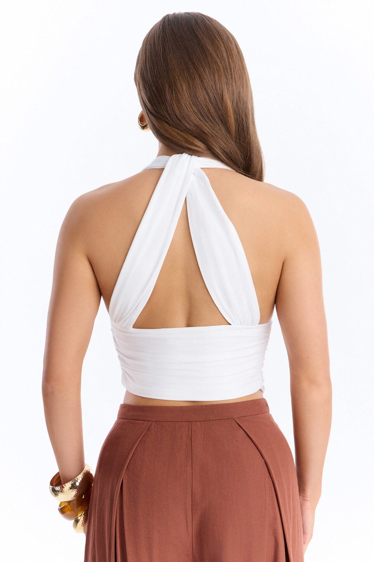Side Attraction One Shoulder Ruched Top - White image 4