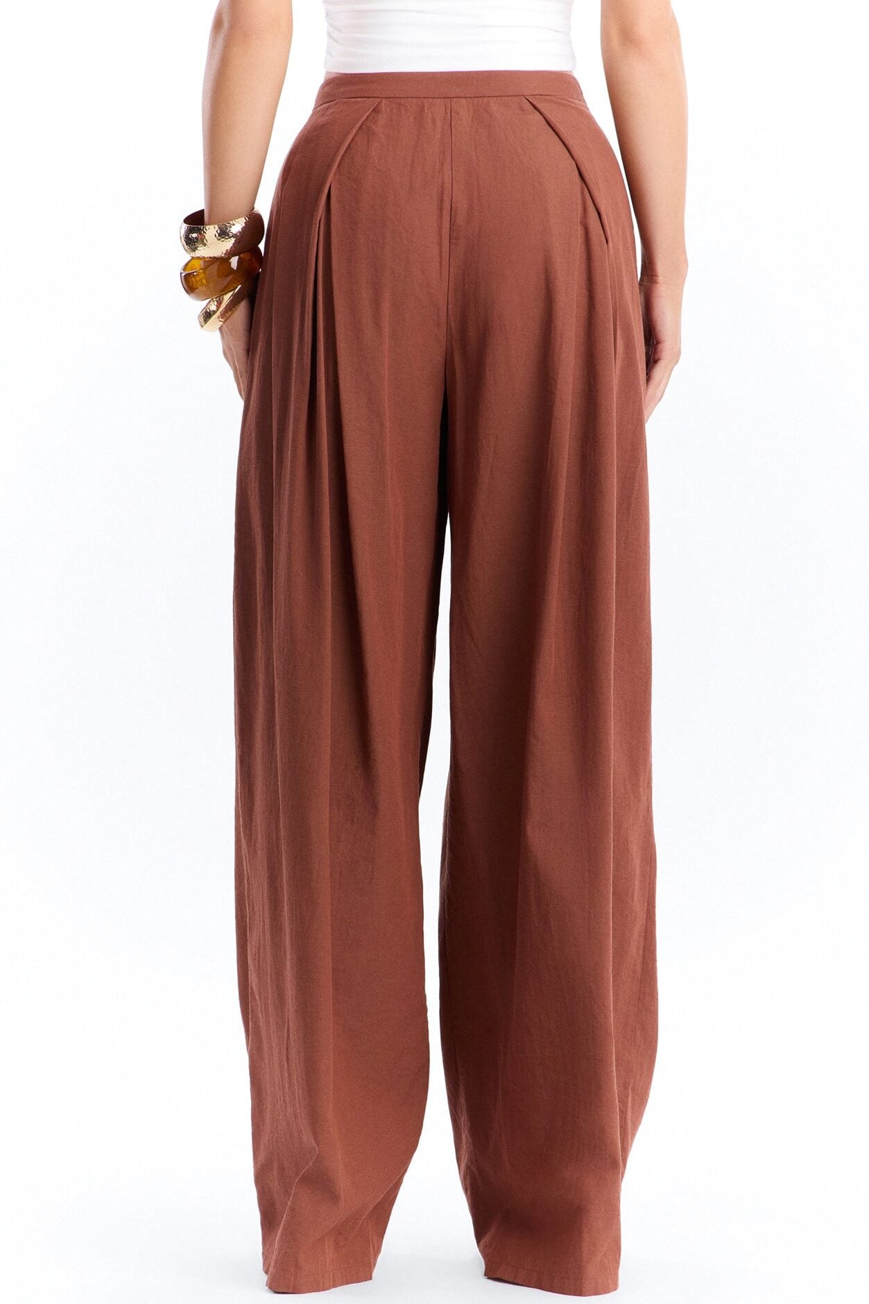 Tyra High Rise Pleated Wide Leg Pant - Spice image 4