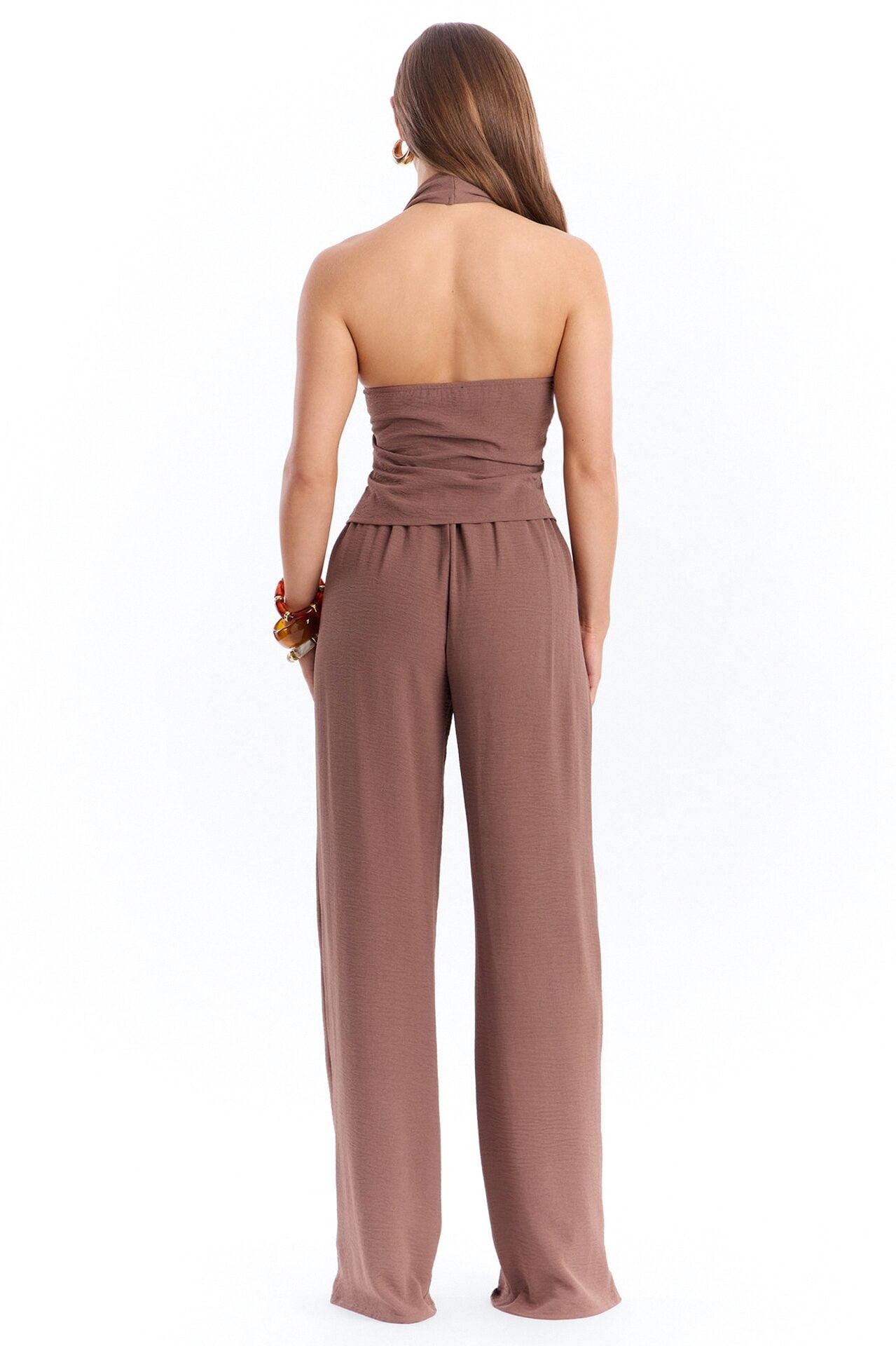 Natalie Halter Cowl Pant Set - Mocha image 4
