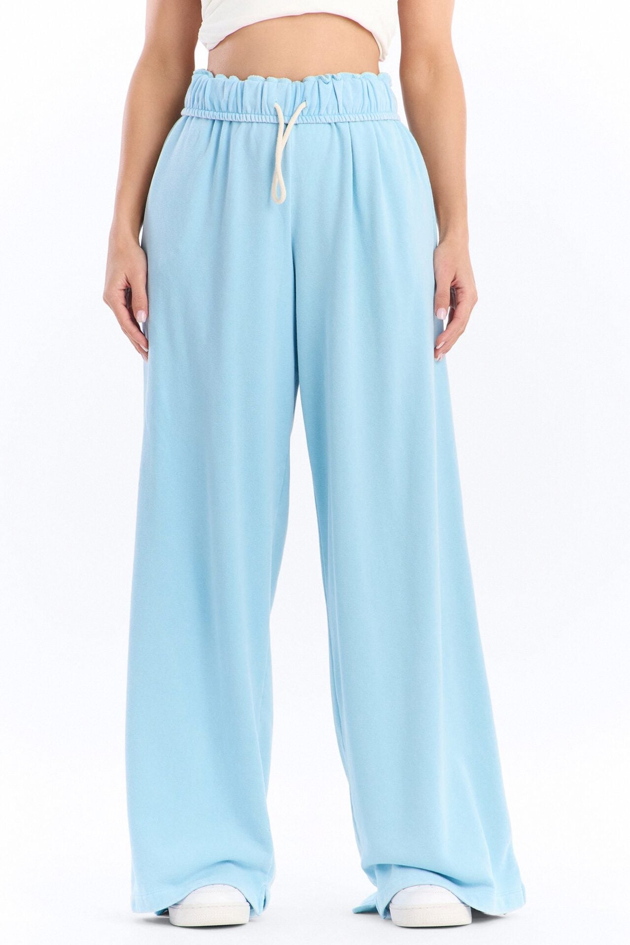 Sophia French Terry Foldover Waist Washed Sweatpant - Blue image 3