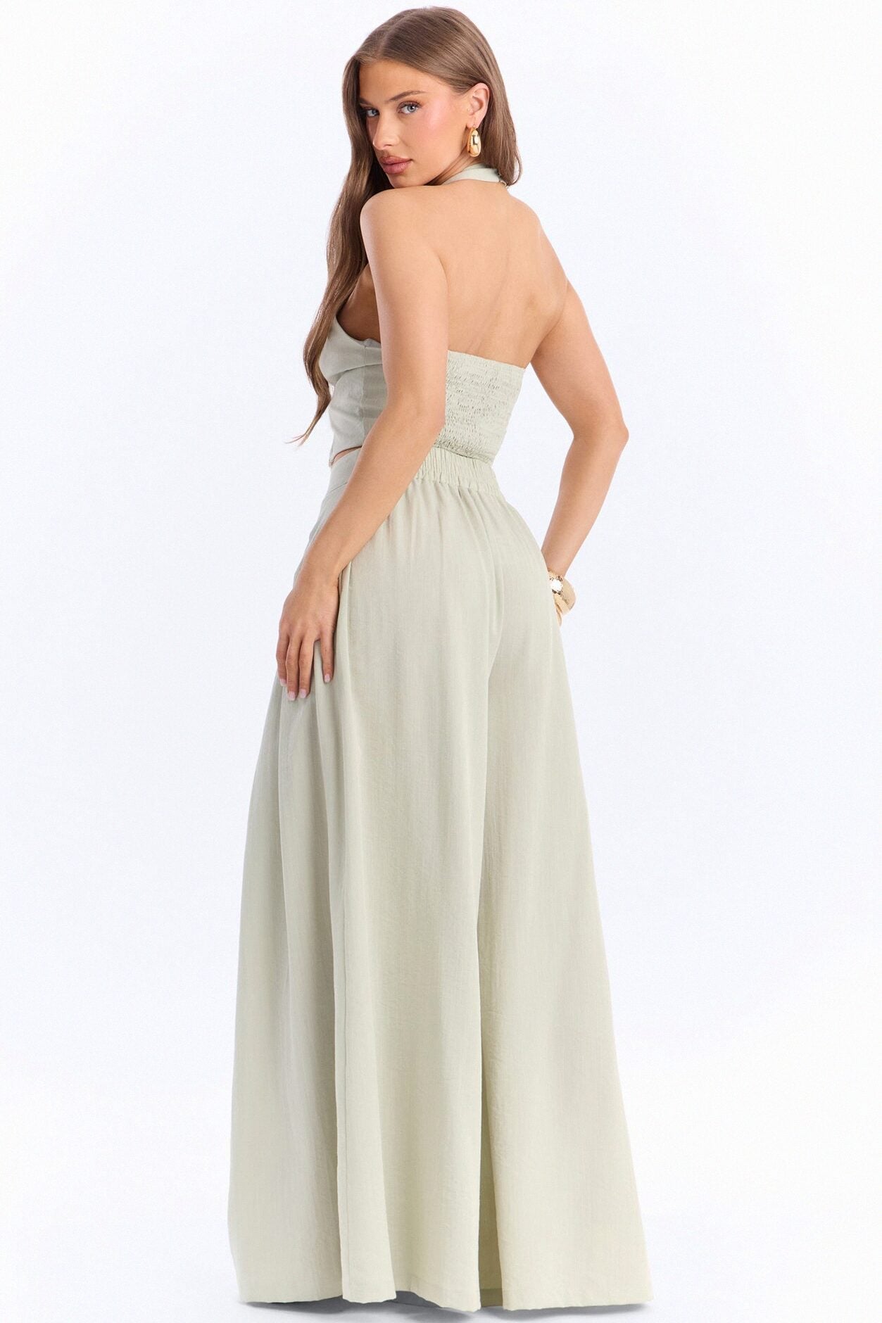 Nicole Linen Halter Pant Set - Sage image 4
