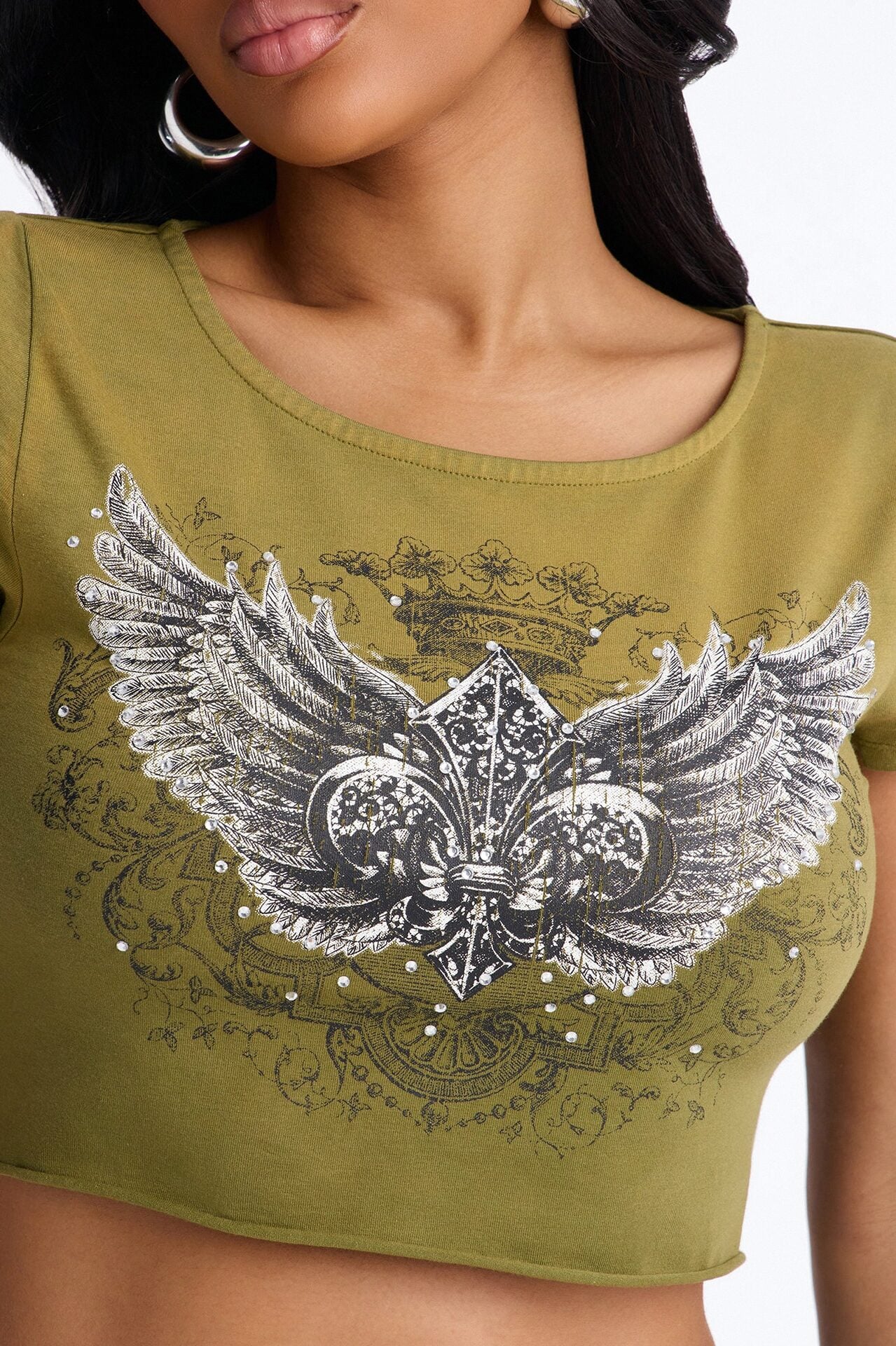 Fallen Angel Cropped Baby Tee - Green image 3