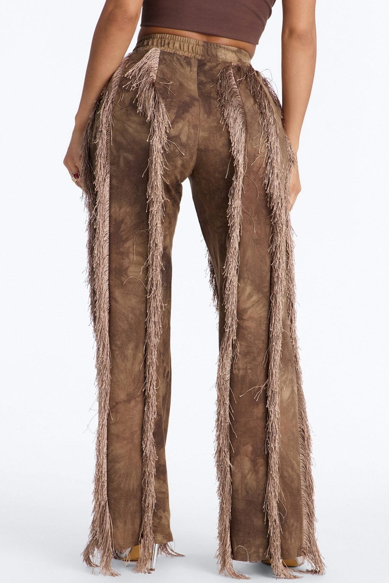 Show Me Something Fringe Wide Leg Pant 33″ - Brown image 4