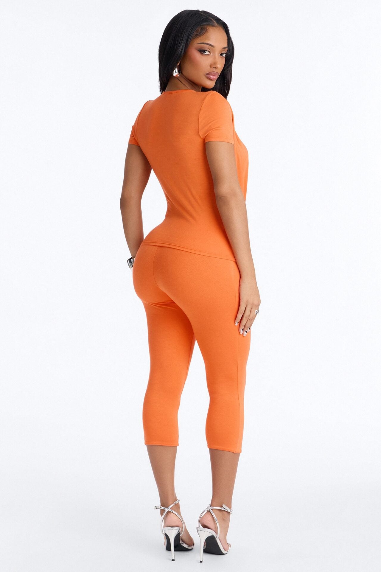 Priscilla Plunge Capri Set - Orange image 4