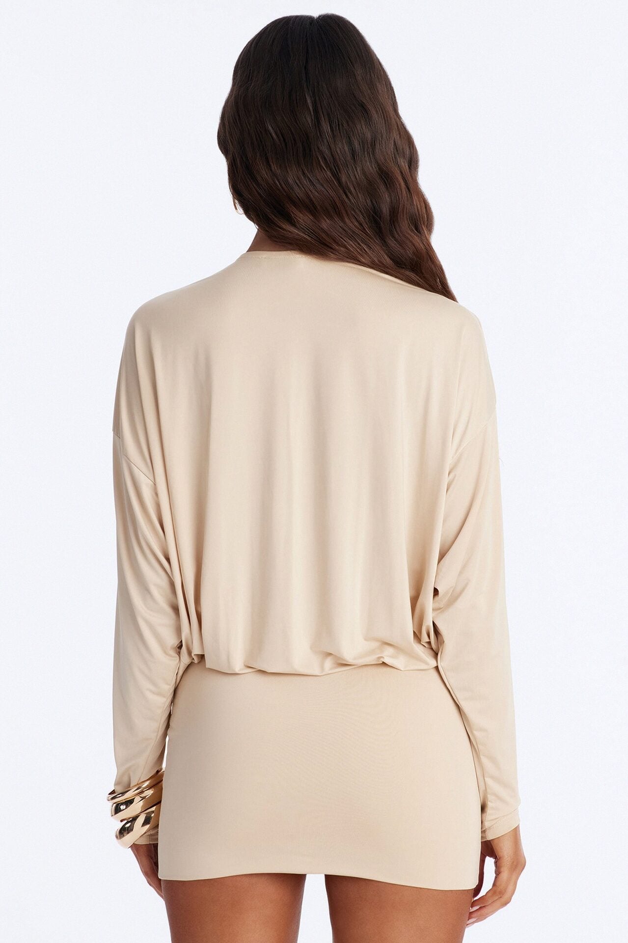 Odette Long Sleeve Mini Dress - Natural image 4