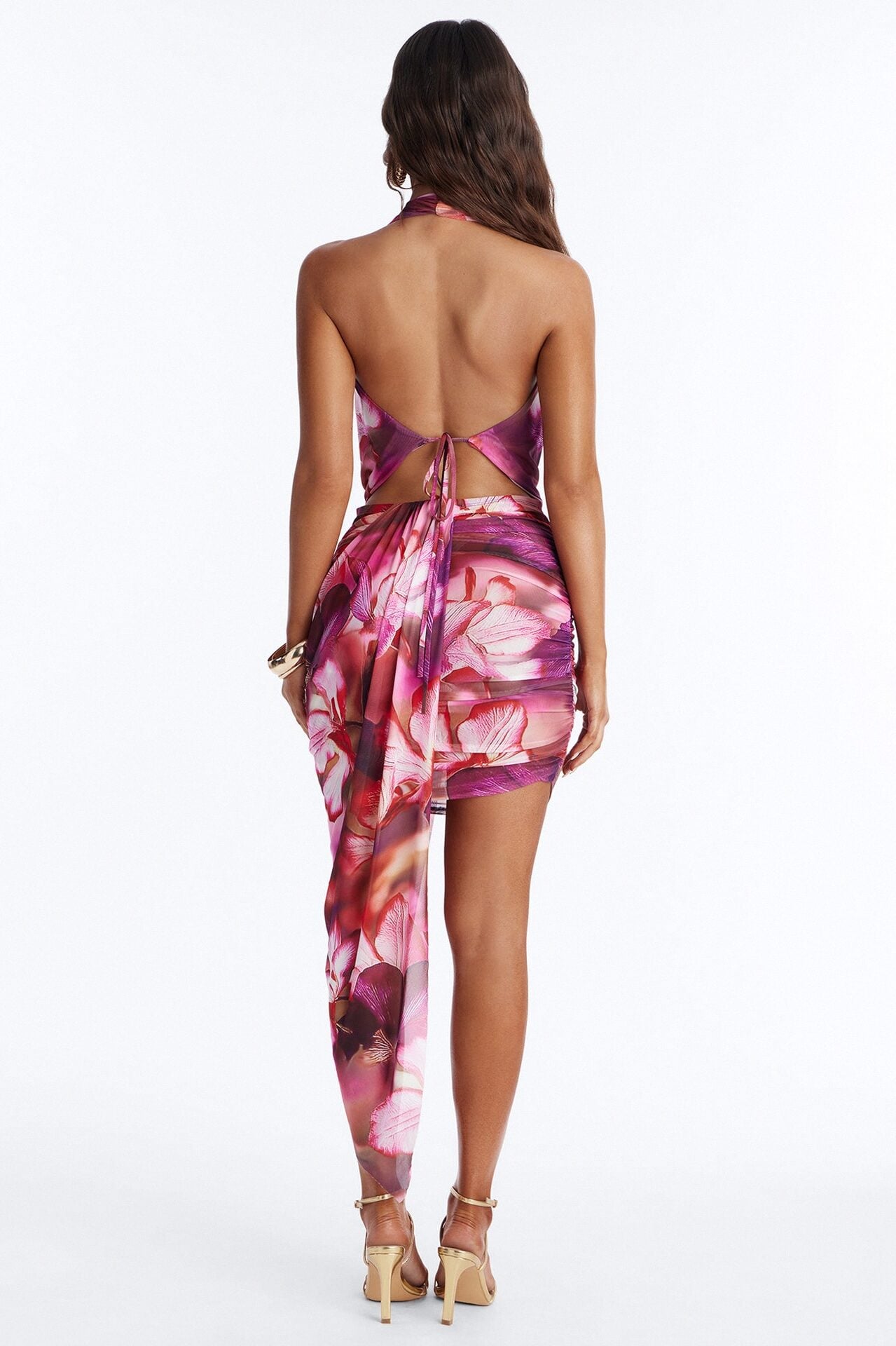 Pretty In Paradise Halter Mesh Mini Dress - Pink/combo image 4
