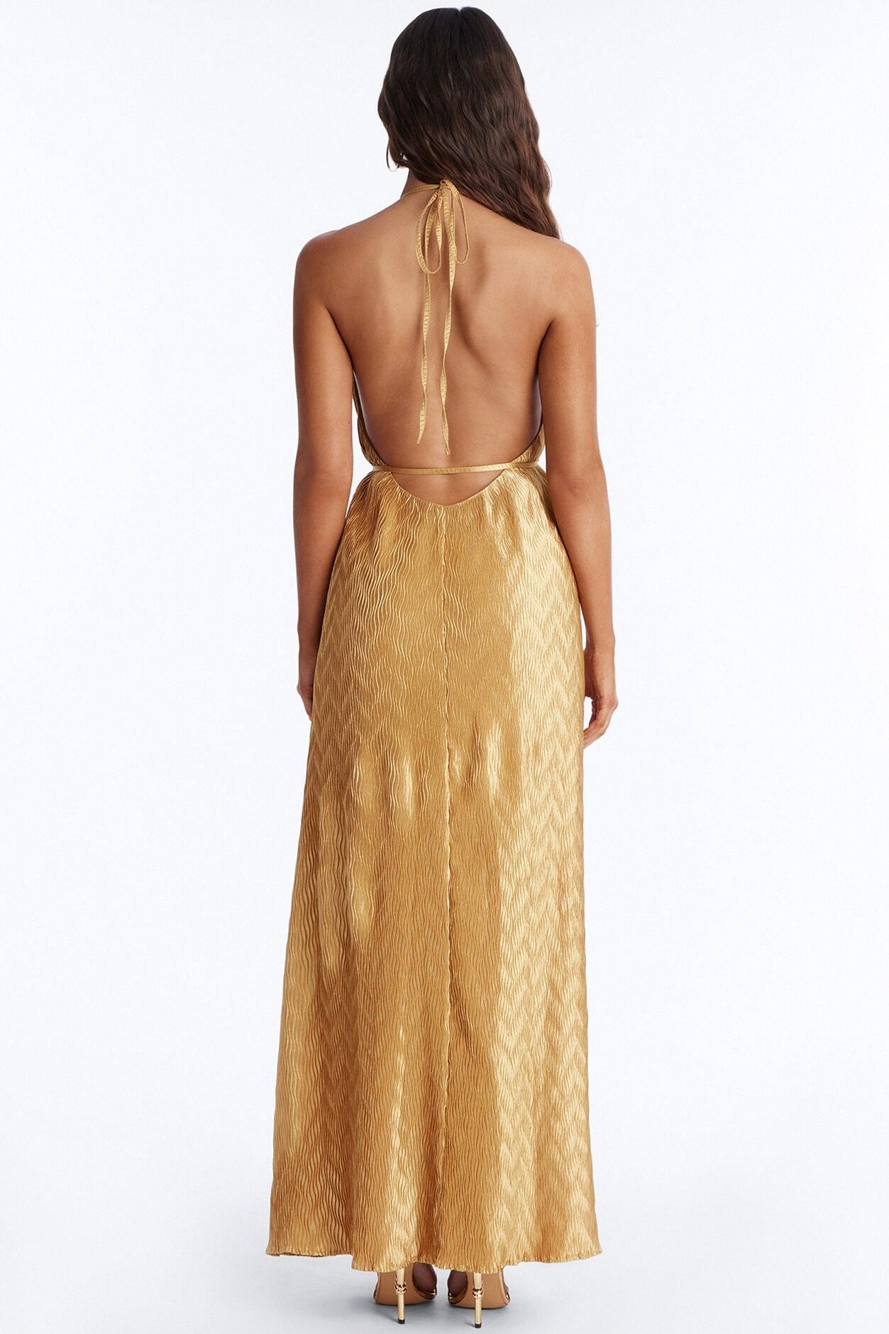 Vivianna Backless Plisse Maxi Dress - Mustard image 4