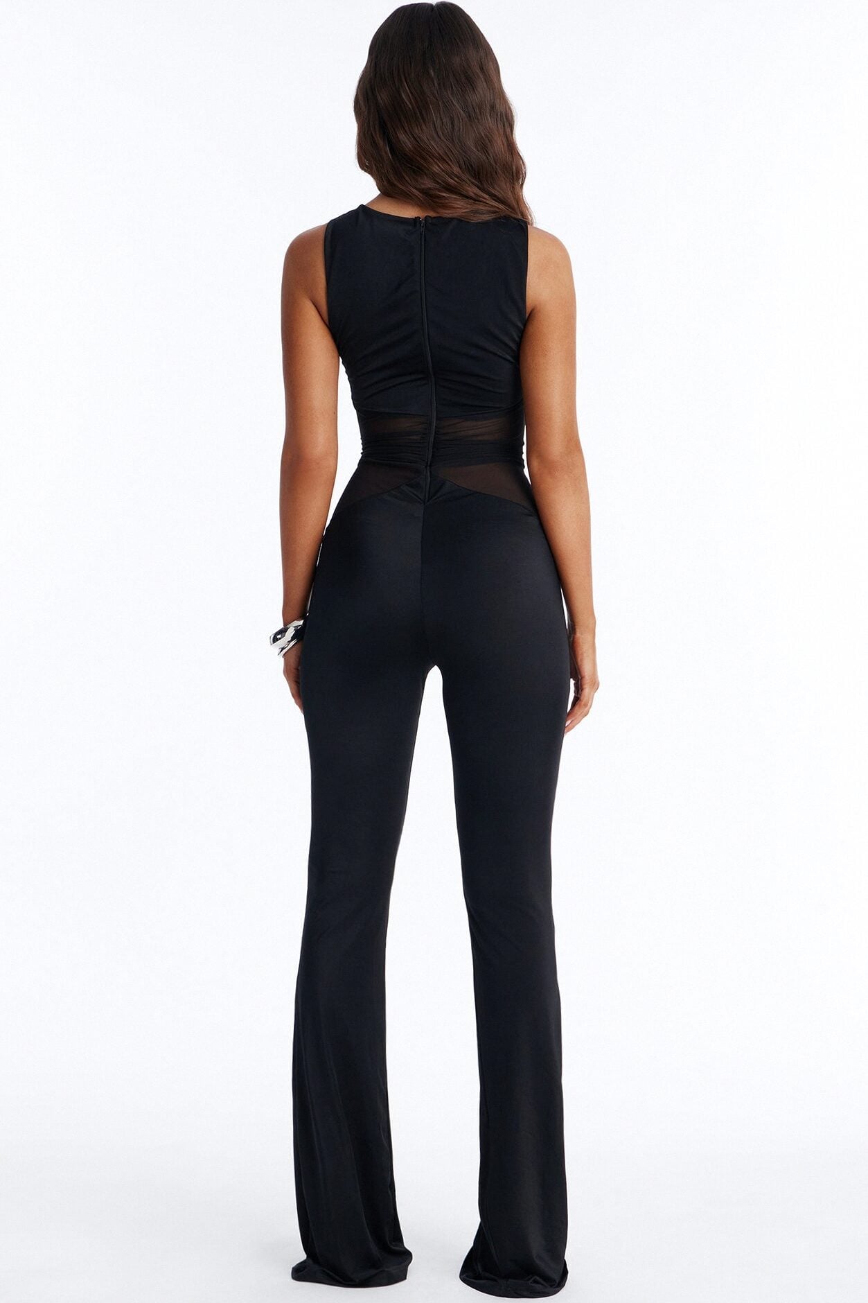 Rosina Ruched High Neck Flare Leg Jumpsuit - Black image 4