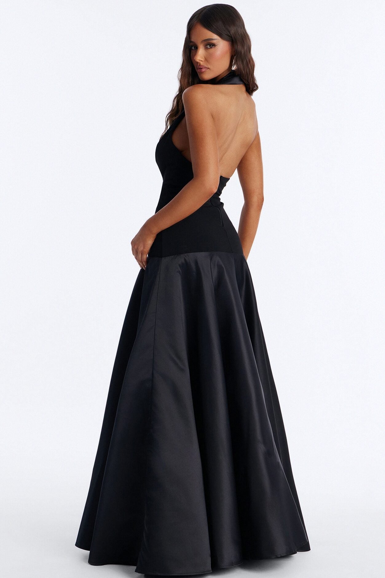 Georgia Tailored Satin Gown - Black image 4