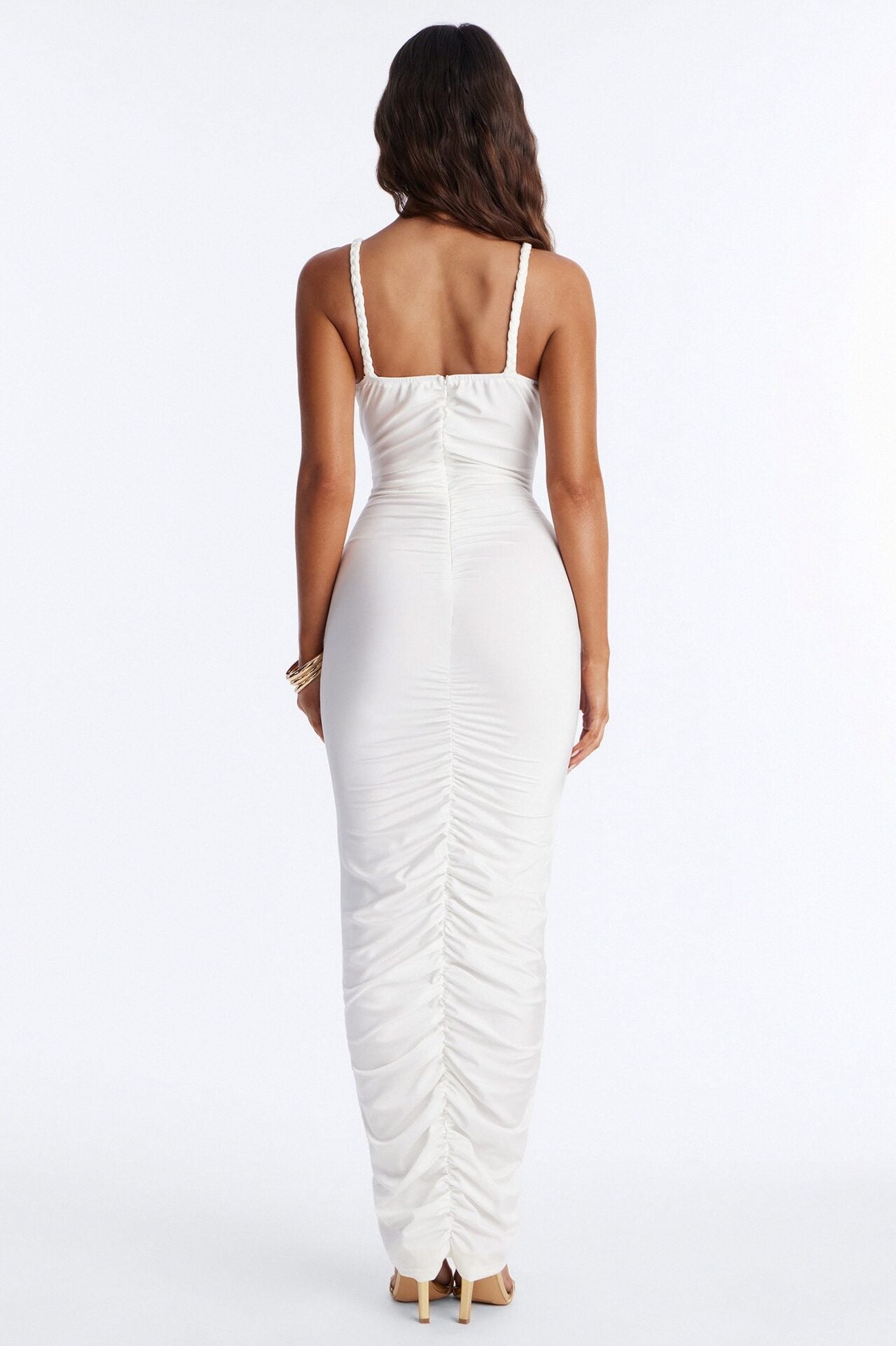 Giselle Ruched Maxi Dress - White image 4