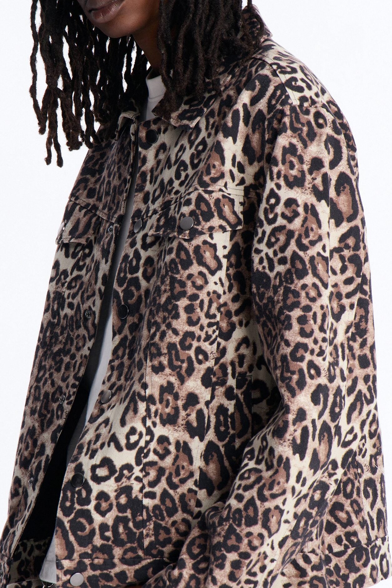 Marcy Wild Leopard Print Trucker Jacket - Brown image 3