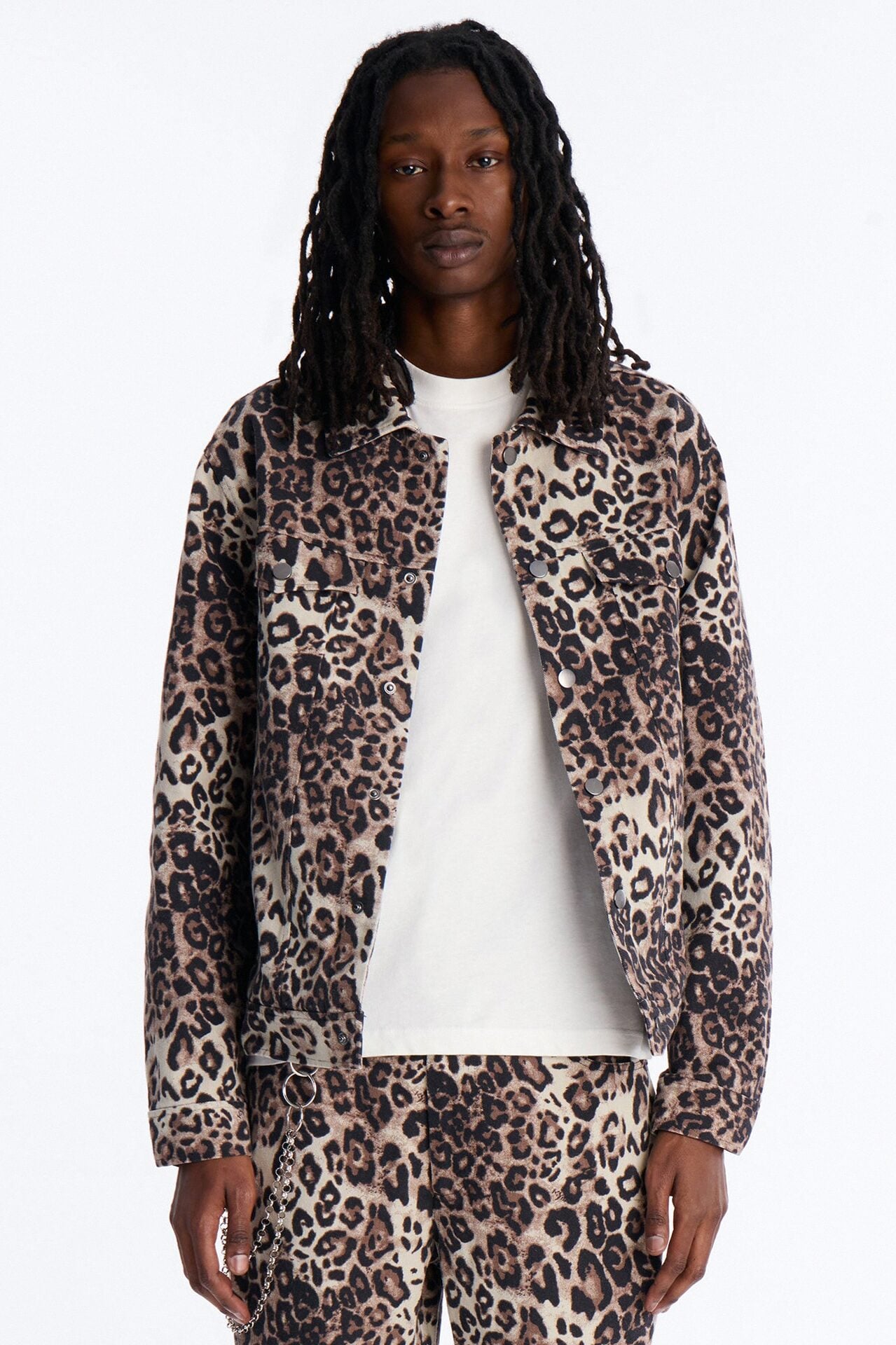 Marcy Wild Leopard Print Trucker Jacket - Brown image 2
