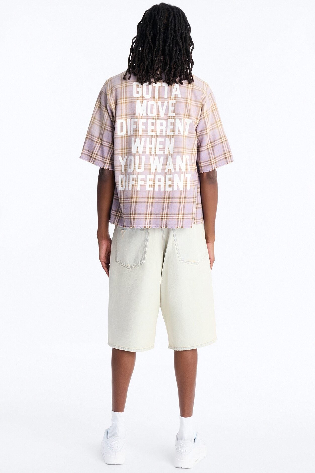 Cropped Gotta Move Flannel Button Up Shirt - Purple image 5