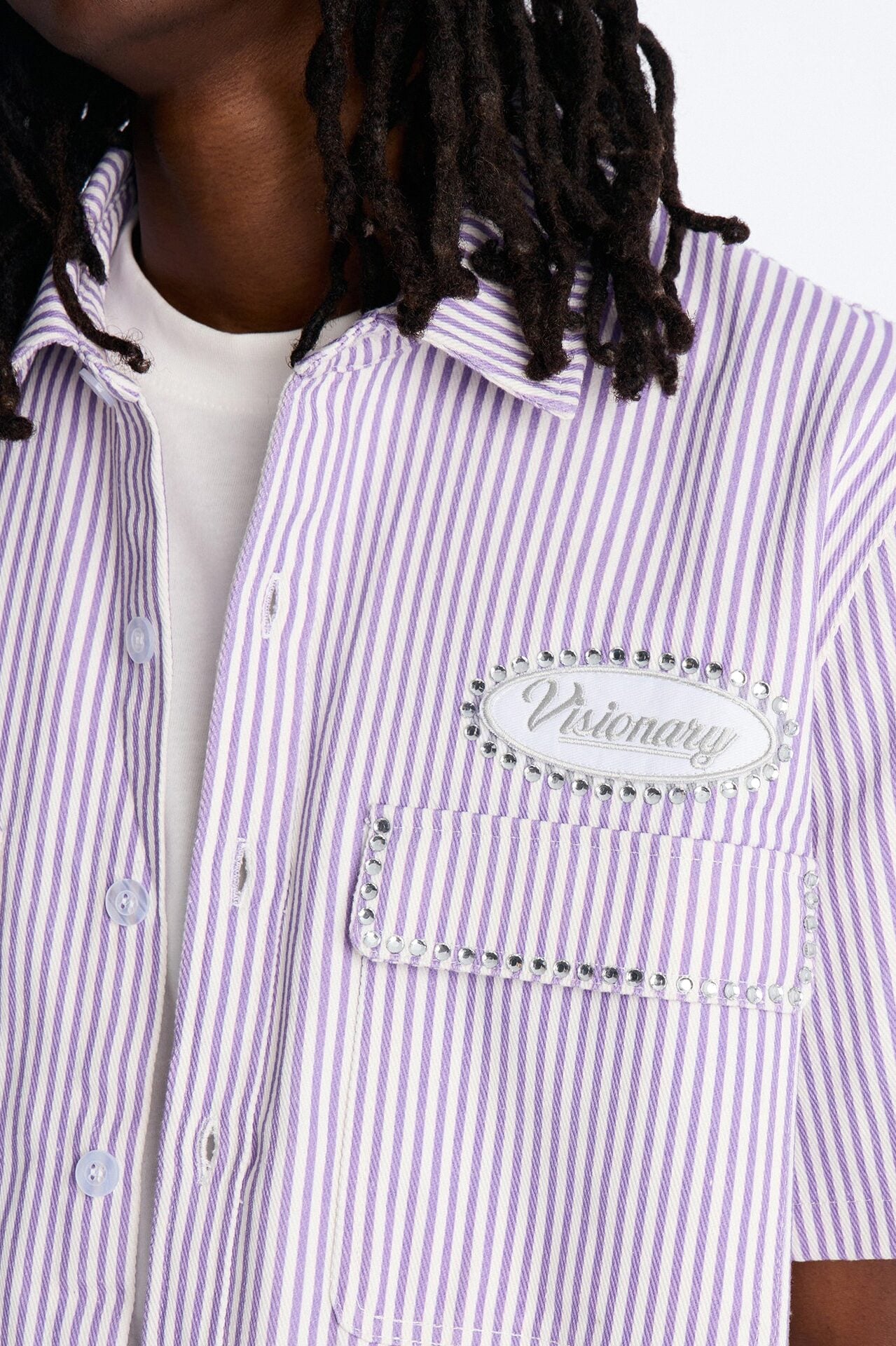 Diamante Trim Mechanic Shirt - Purple image 3