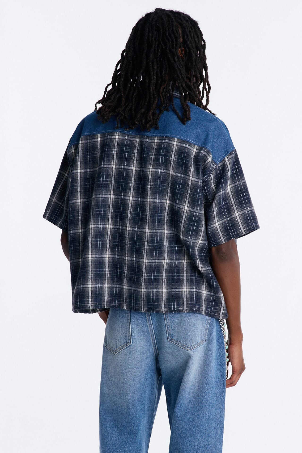 Sundown Mixed Media Button Up Shirt - Black image 4