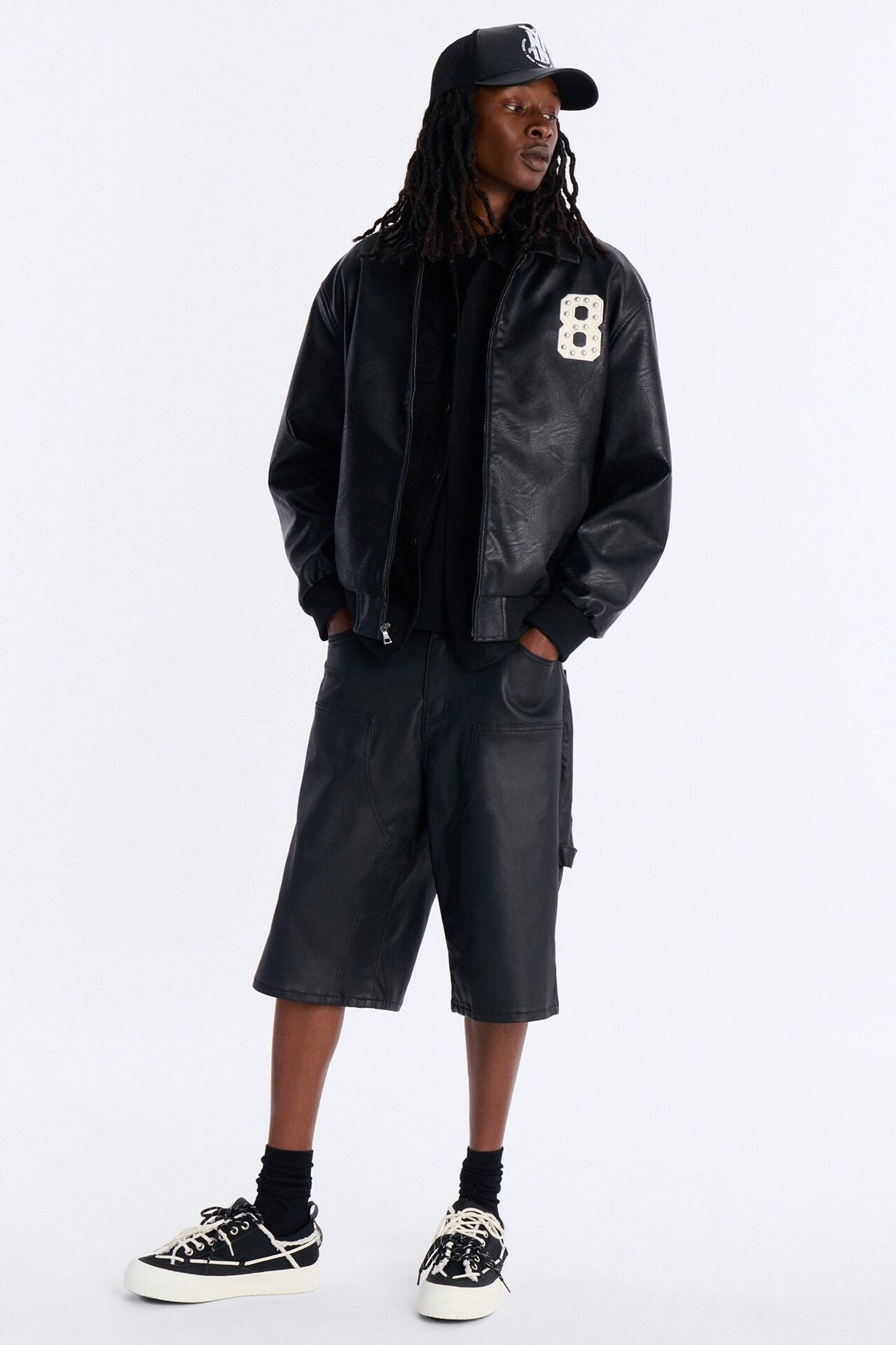 Baggy Liquid Coated Waxed Short - Black image 2