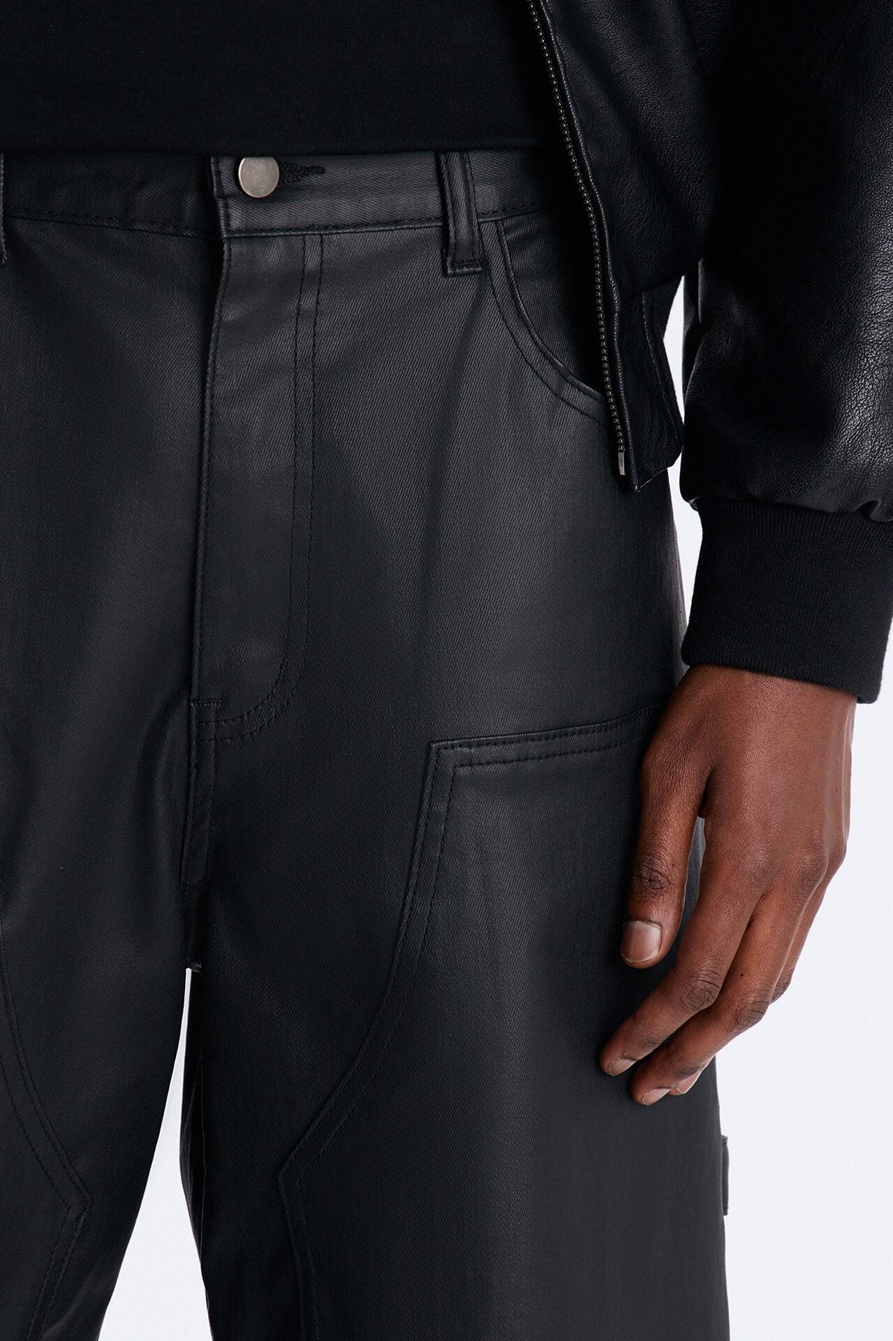Baggy Liquid Coated Waxed Short - Black image 3