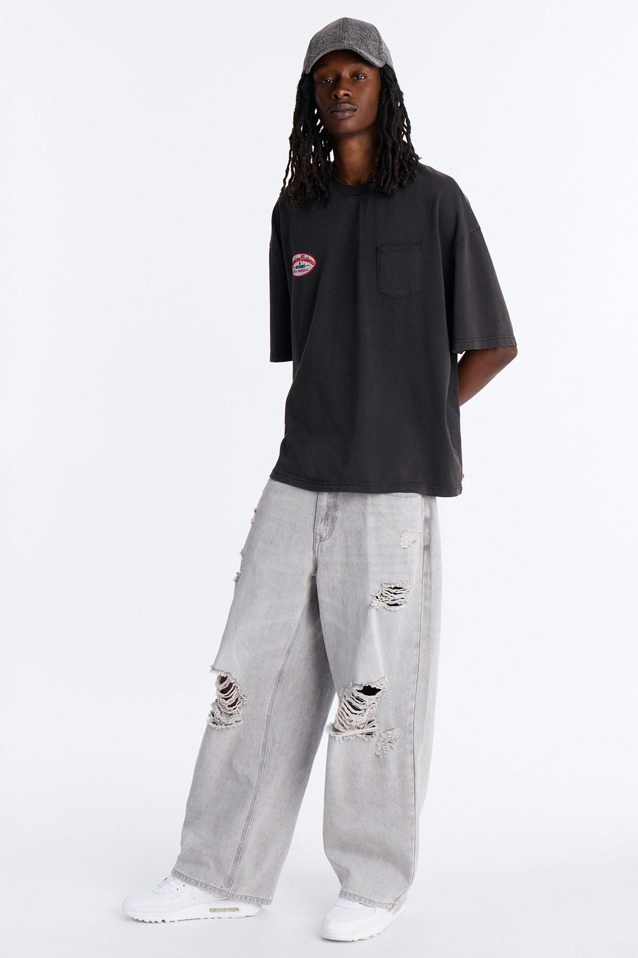 Essential Destroyed Baggy Rigid Jean - Grey image 2