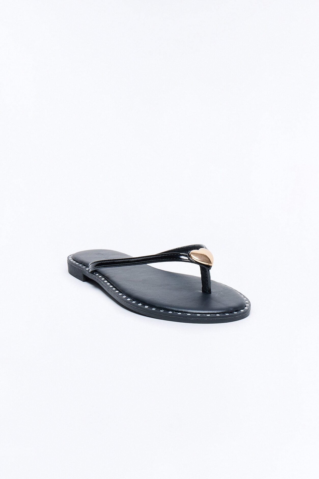Rici Heart Flip Flops - Black image 2