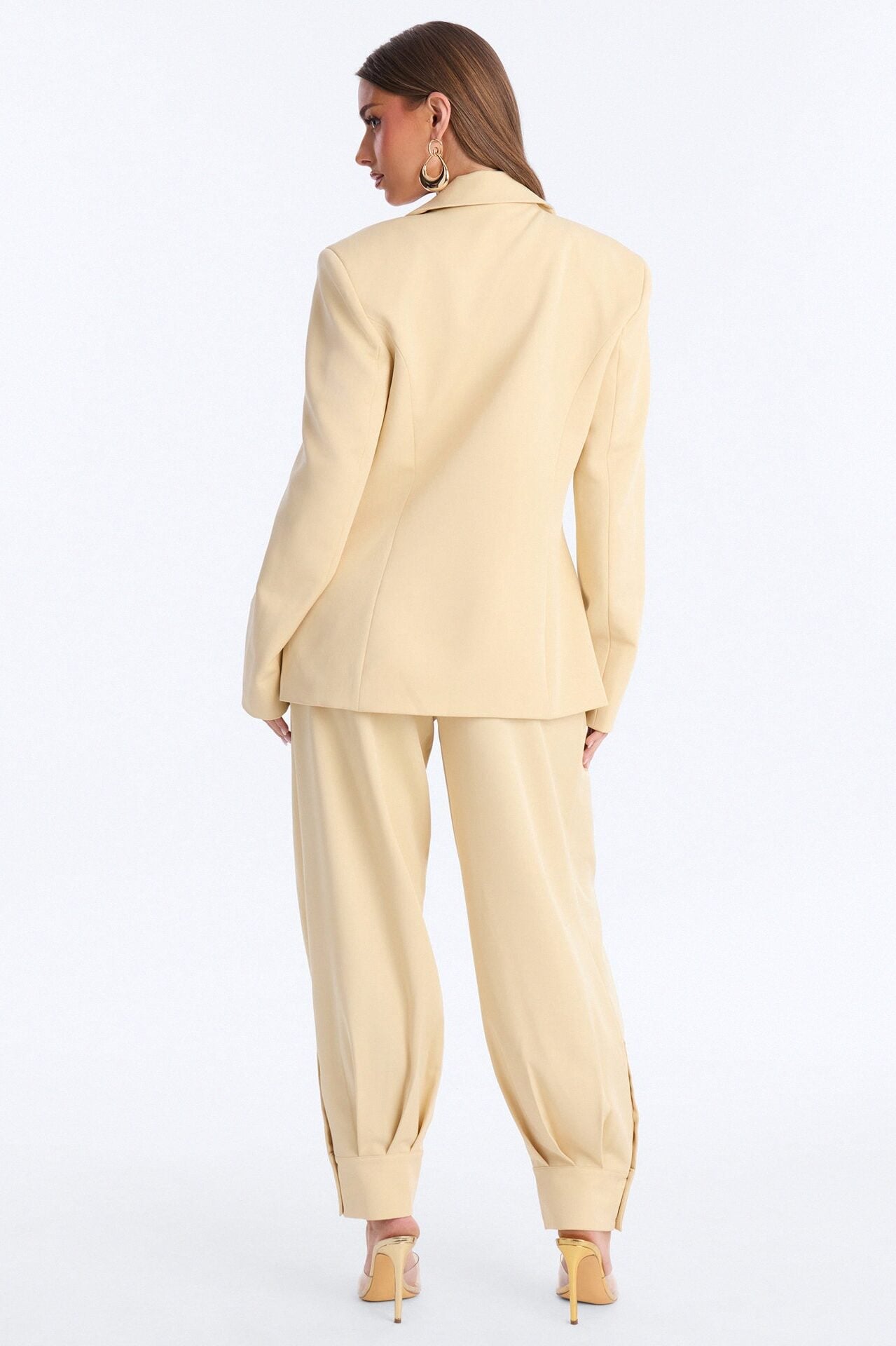 Clara Blazer Balloon Pant Set - Beige image 5