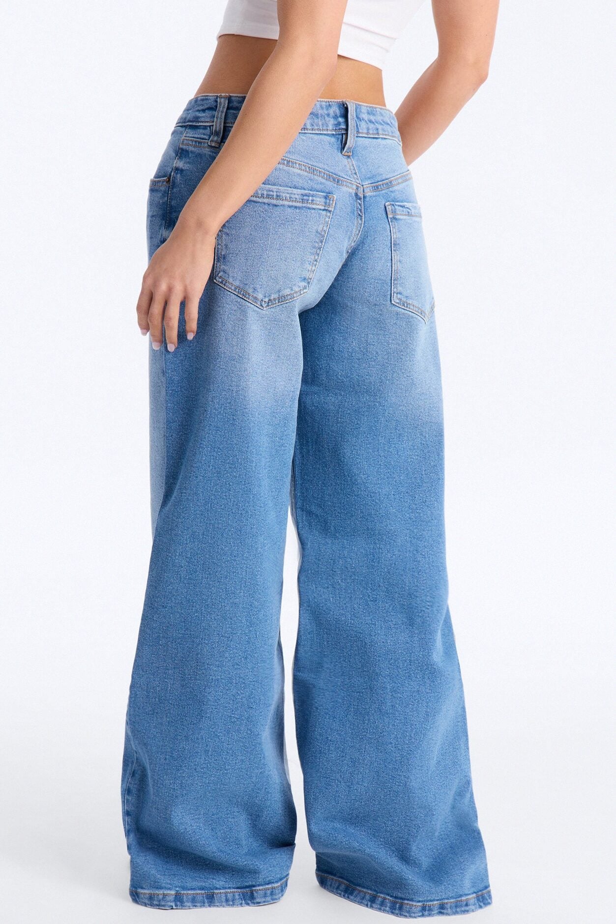 Southie Stretch Wide Leg Jeans - Medium Wash image 3