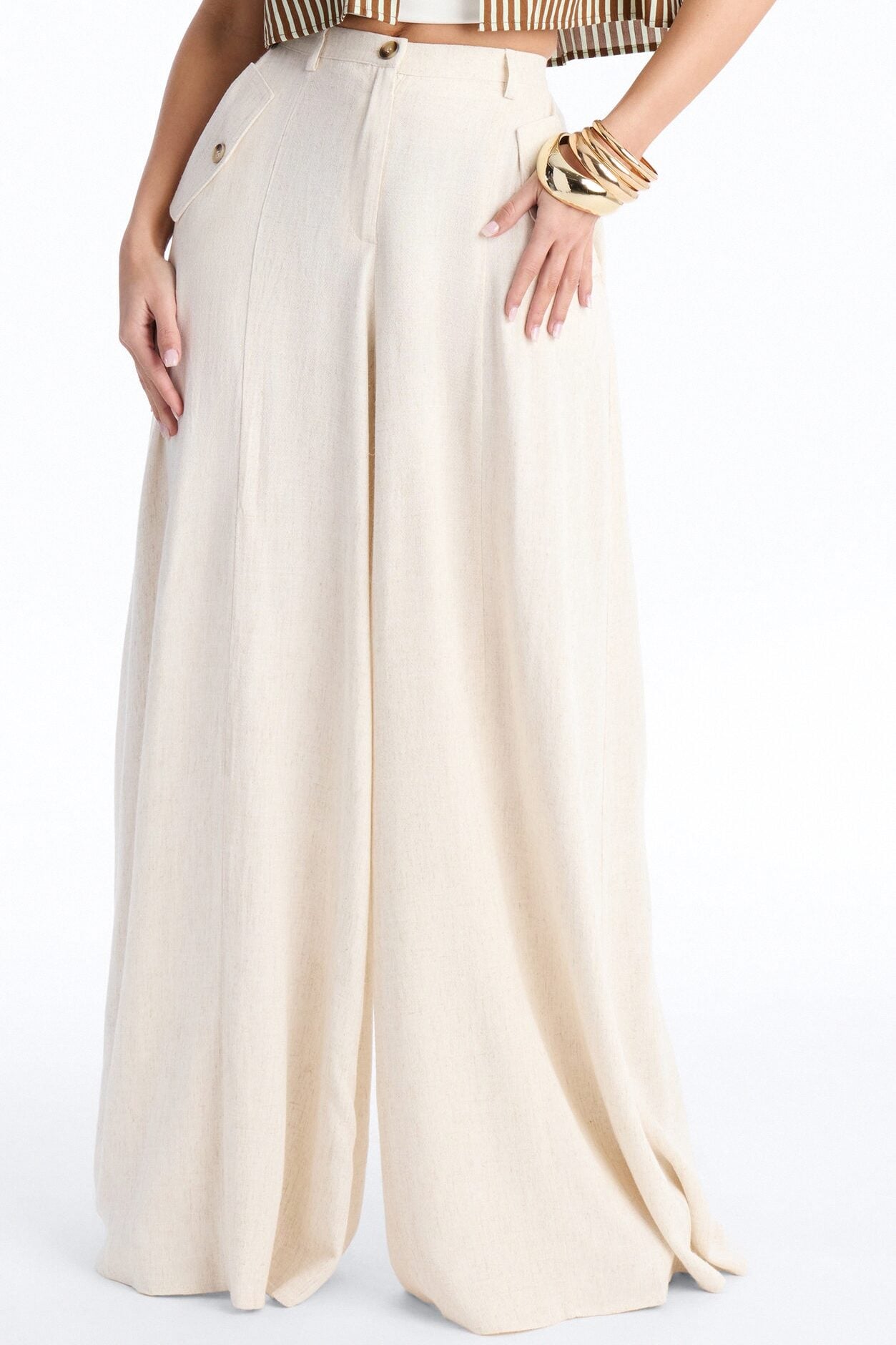 Aubrey High Rise Linen Wide Leg Pant 33″ - Natural image 2