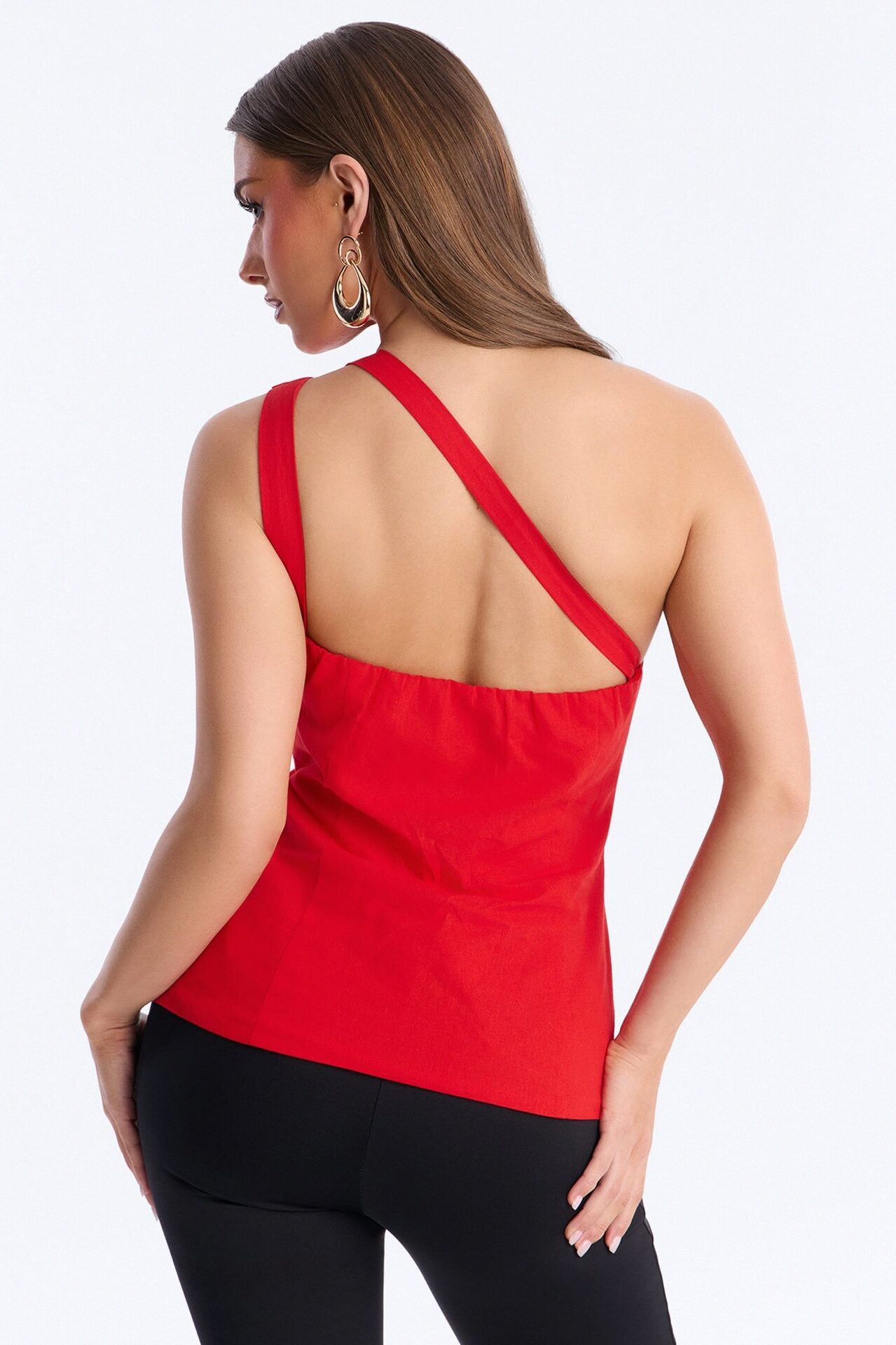 Urban Muse Button Up Linen Top - Red image 4