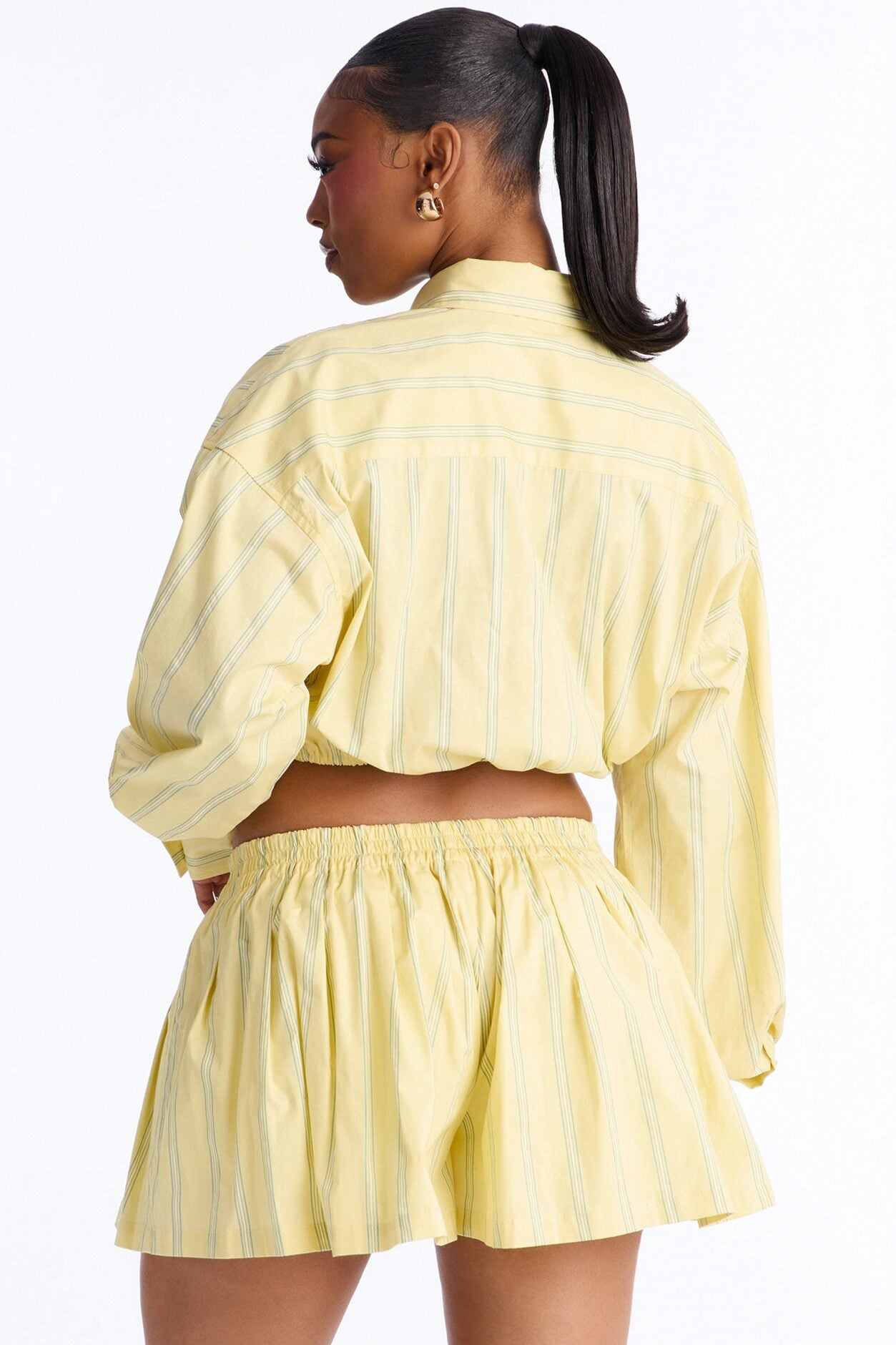 Penelope Pinstripe Short Set - Yellow/combo image 4
